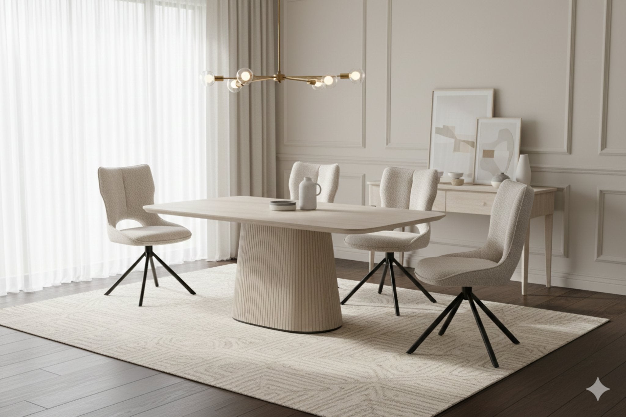 Noah Swivel Dining Chair in Beige - AMC Furniture