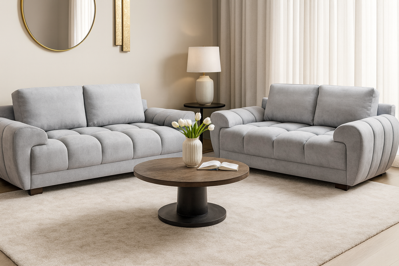 Devoke 3+2 Sofa Set in Grey (7021957611584)