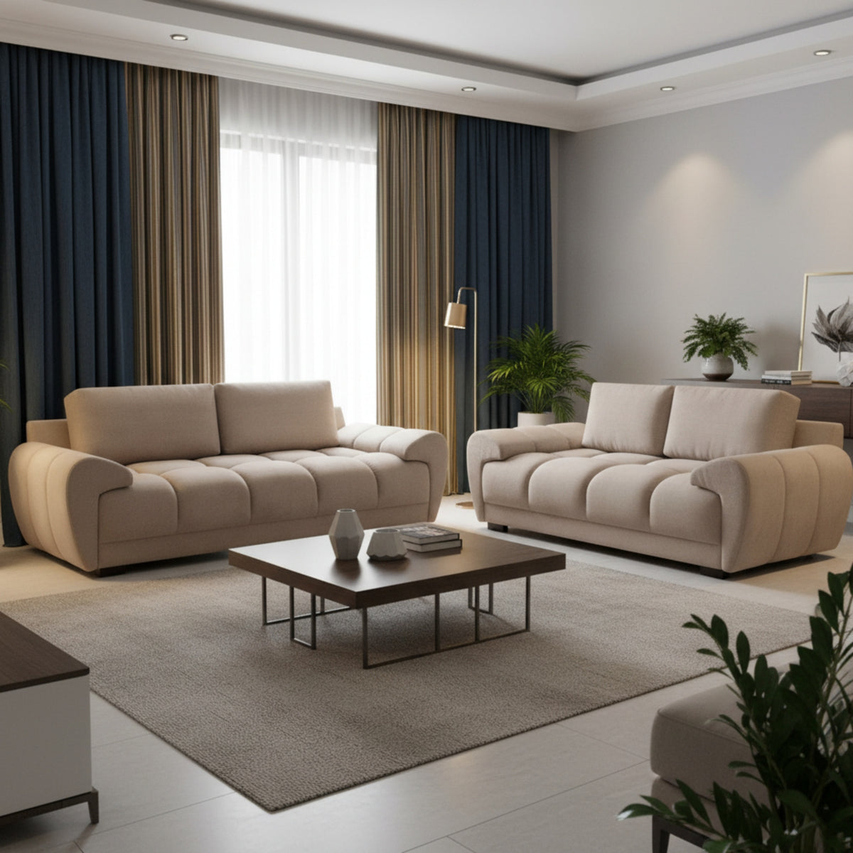 Devoke 3+2 Sofa Set in Mocha