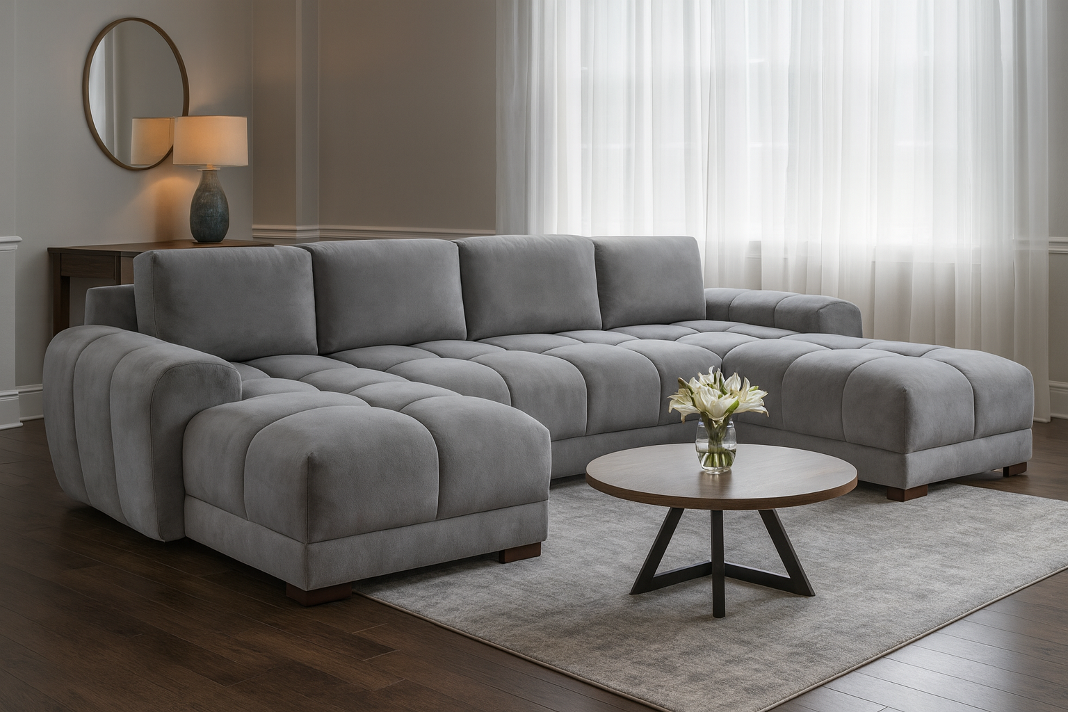 Devoke U Shape Corner Sofa in Grey (7021959839808)