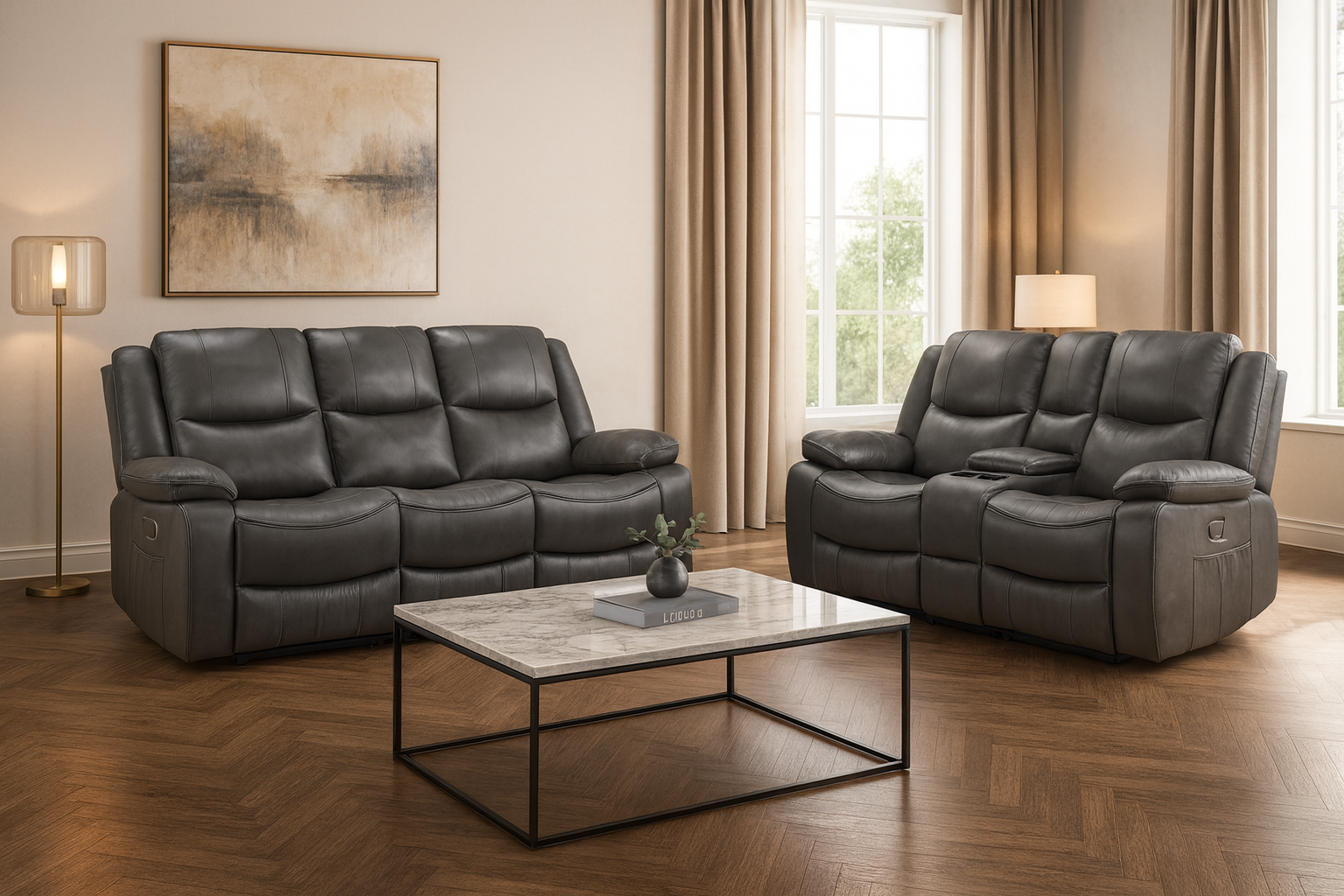 Dexter Electric Recliner Sofa Grey 3+2 Set (7023521923136)