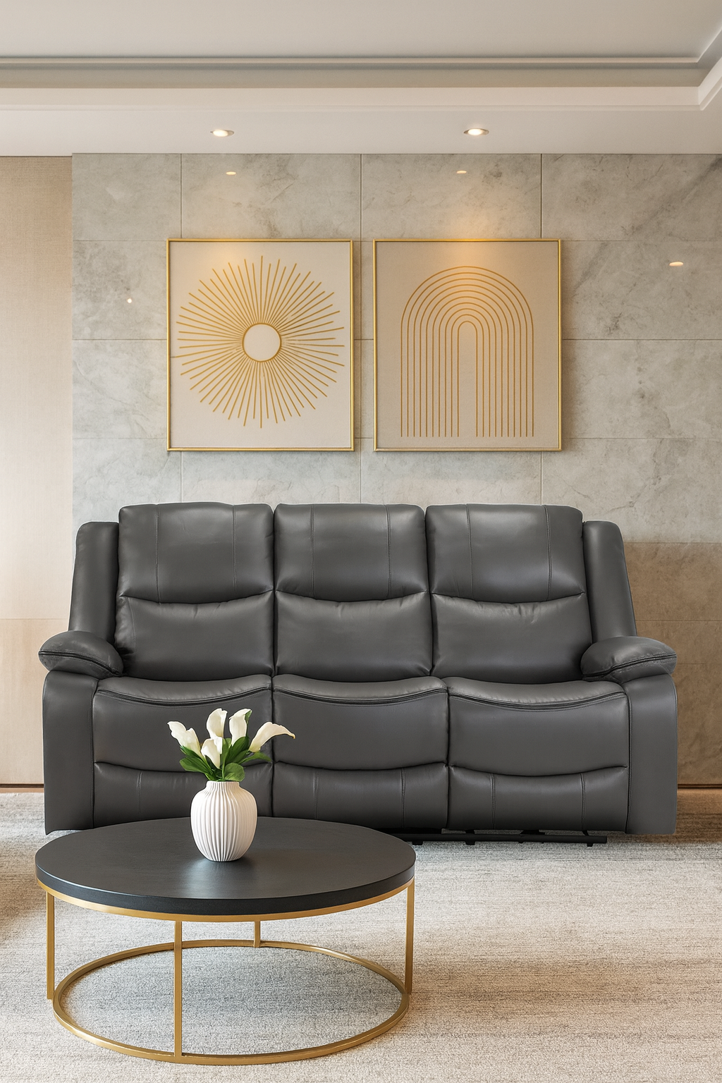 Dexter Electric Recliner Sofa Grey  3 Seater (7023523332160)