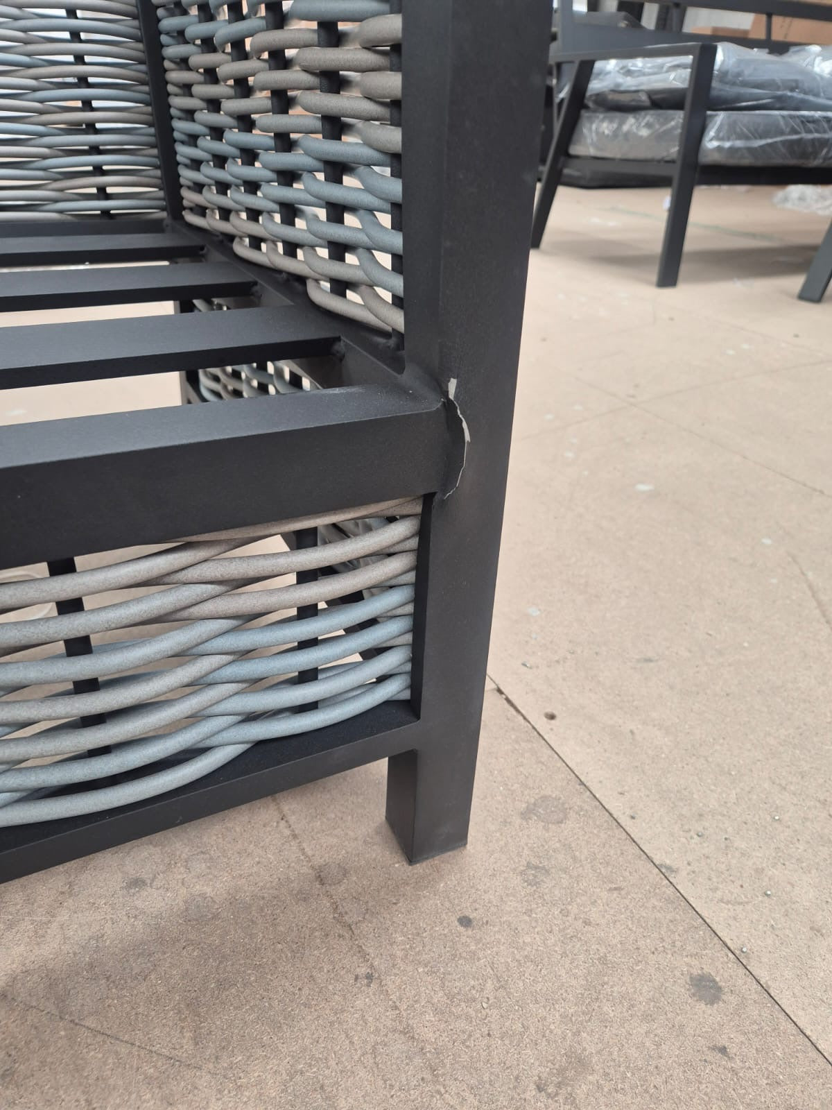 Ivy Aluminium Corner Sofa Set with Grey Rattan Dining Table