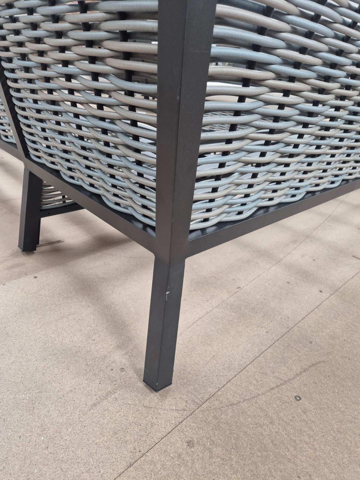 Ivy Aluminium Corner Sofa Set with Grey Rattan Dining Table