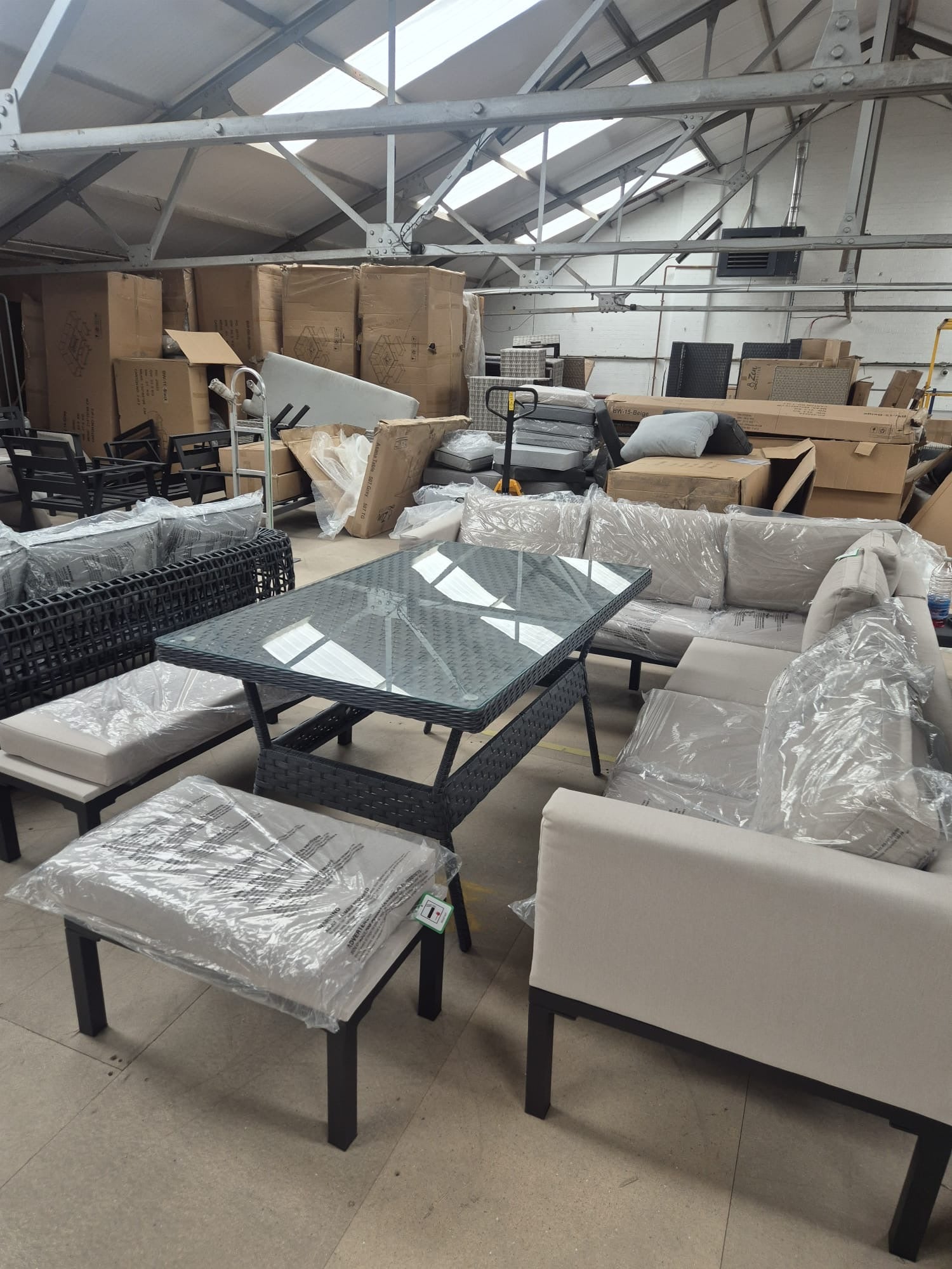 Ava Aluminium Corner Sofa Set with Rattan Dining Table in Beige - AMC Furniture