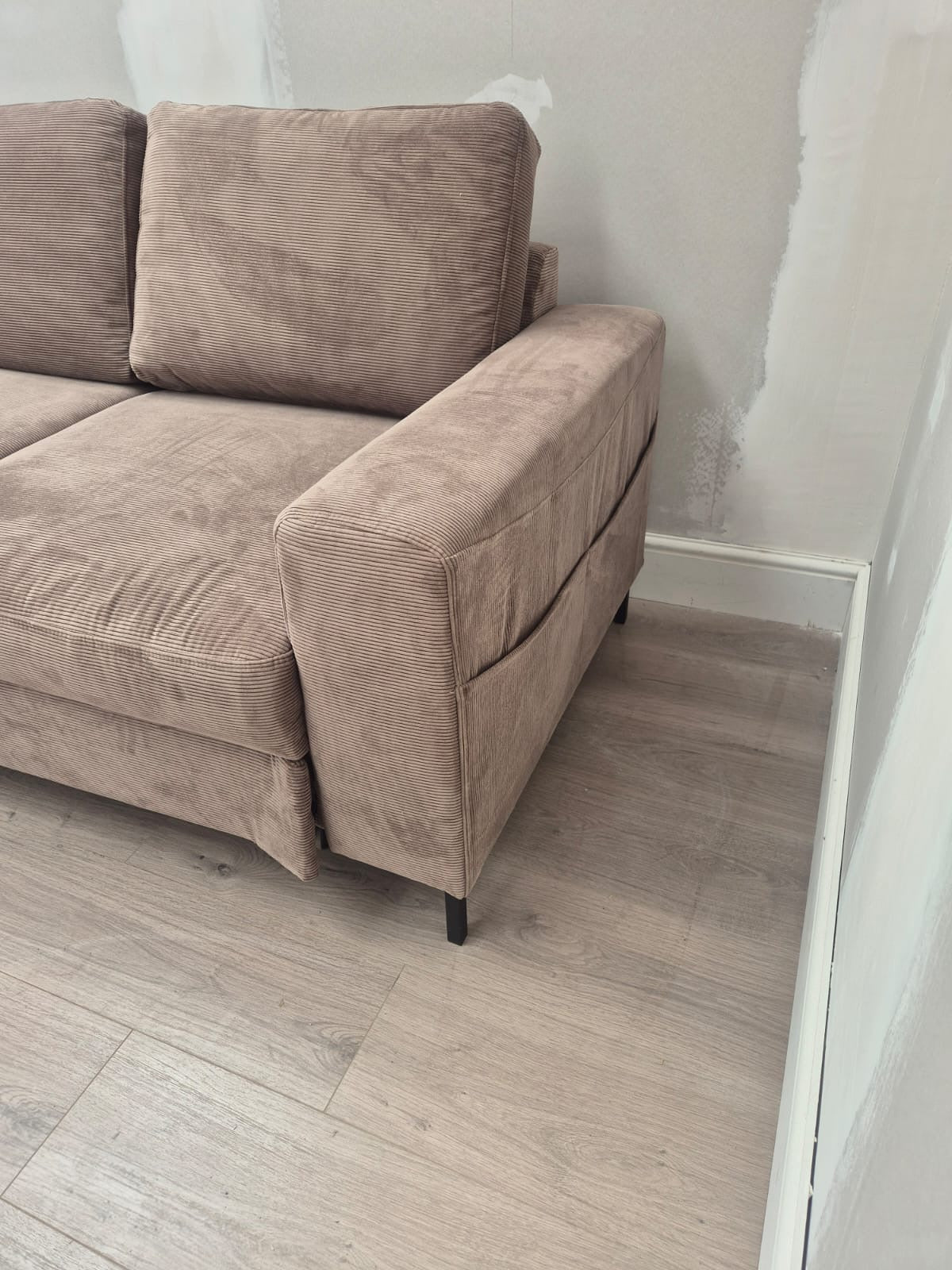 Lofty Lilly LHF Corner Sofa Bed in Taupe Cord - Clearance AMC Furniture