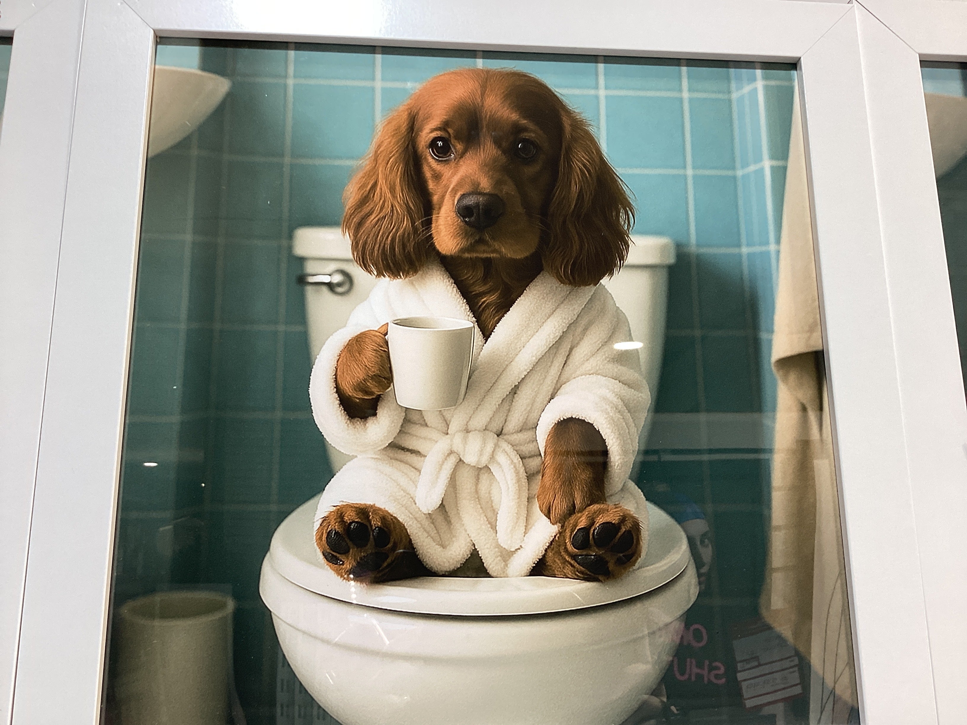 Cocker spaniel in dressing gown 40X40 AN2809 FN39 WHITE PLAIN - AMC Furniture