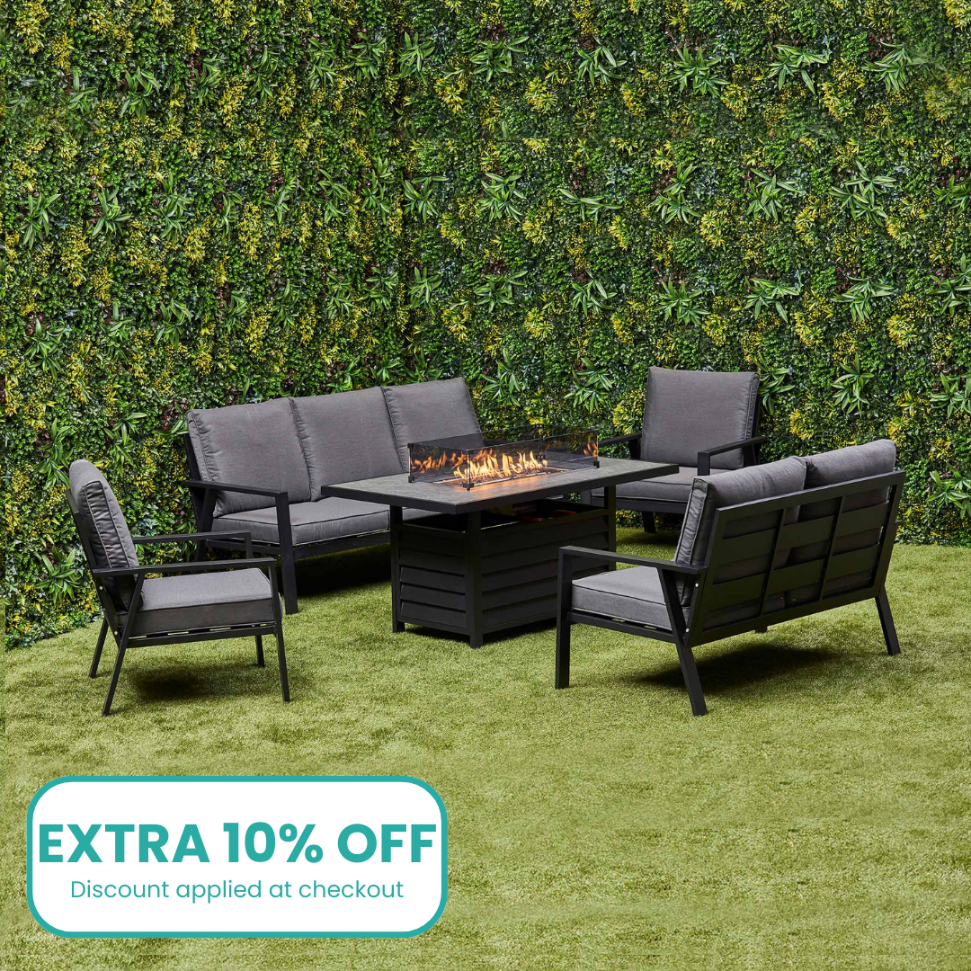 Sienna Aluminium Sofa Dining Set with Fire Pit – Grey (14930005590394)