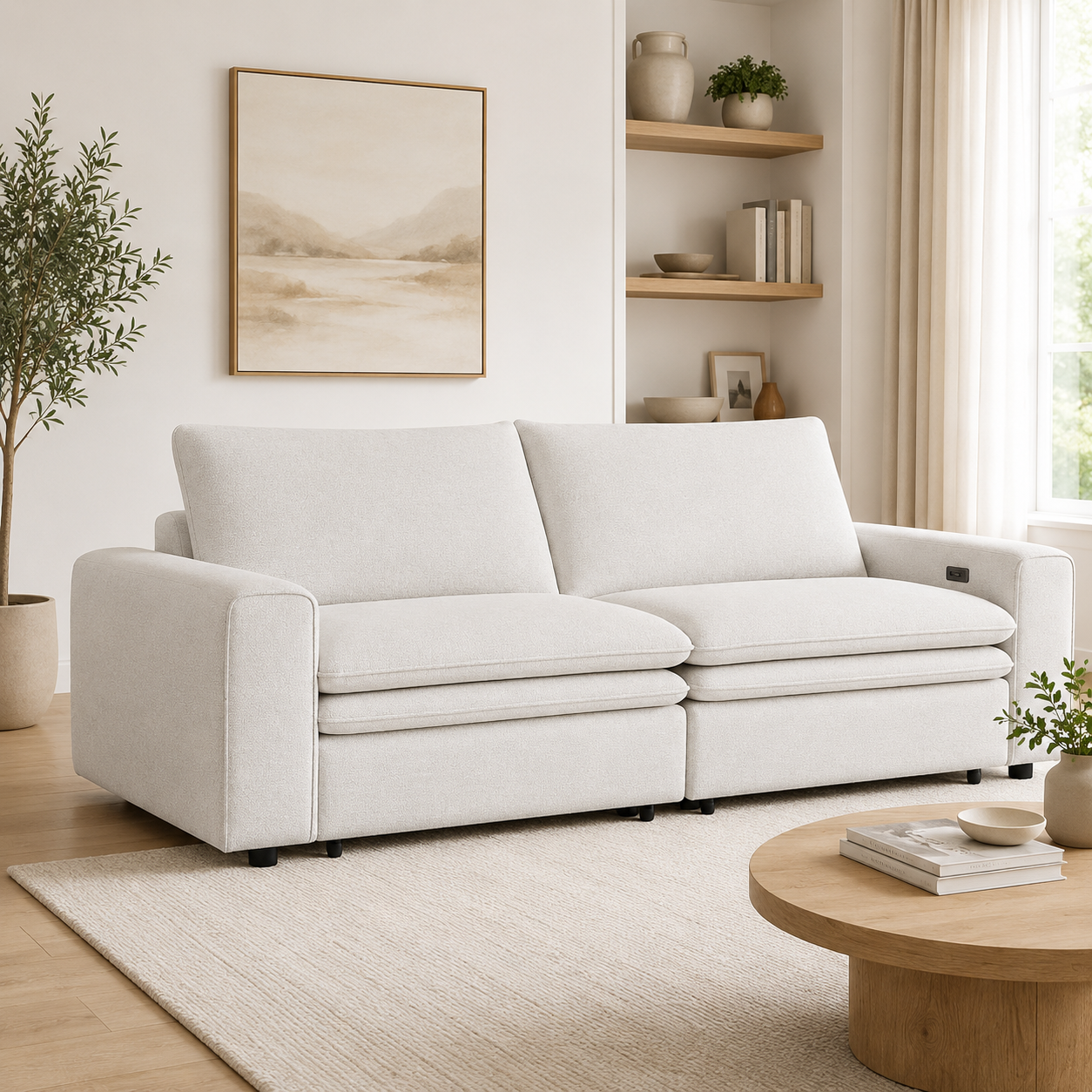 Eliza Cloud Ivory Electric Sofa