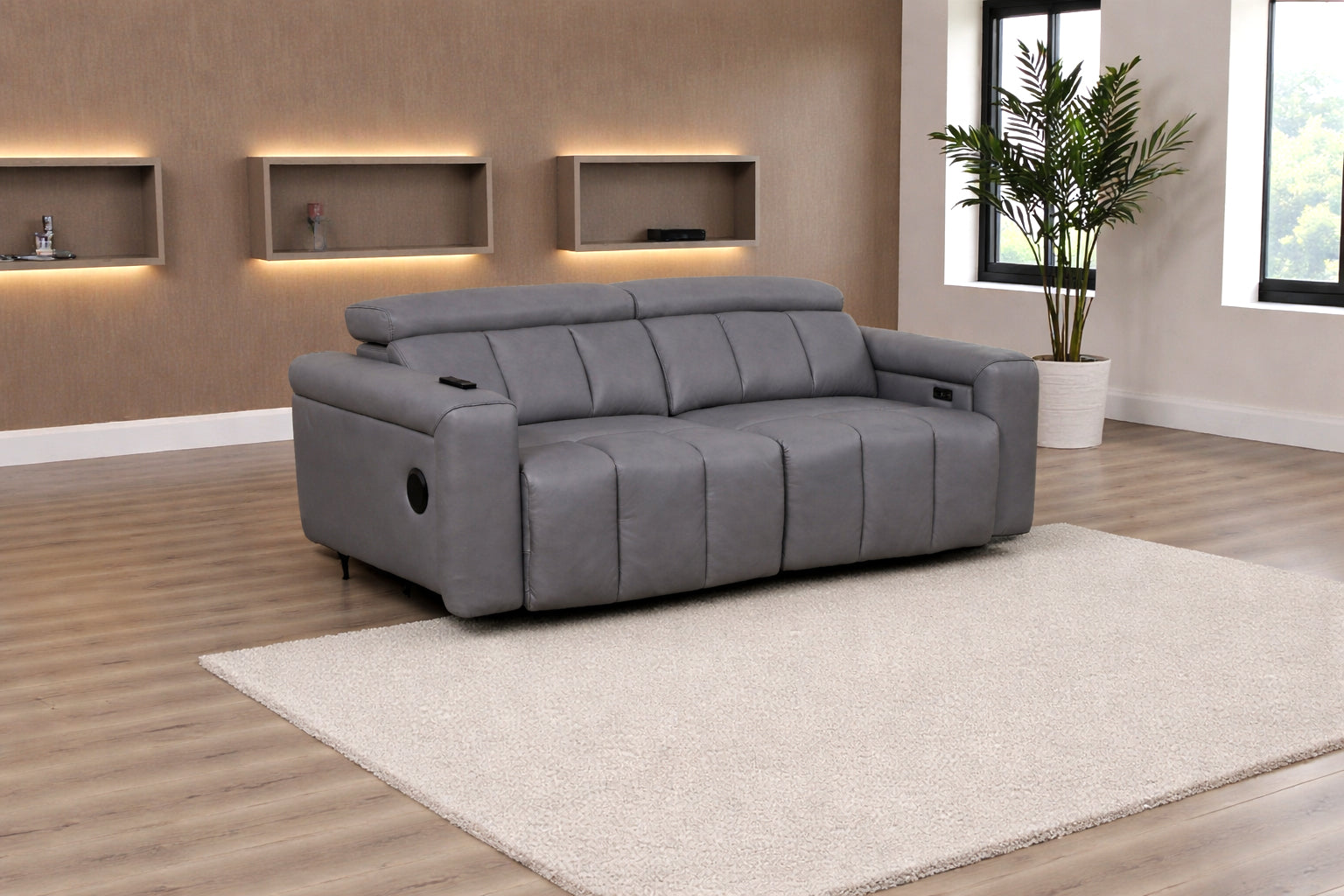 Ellen Electric Reclining 3 Seater Sofa in Grey 1