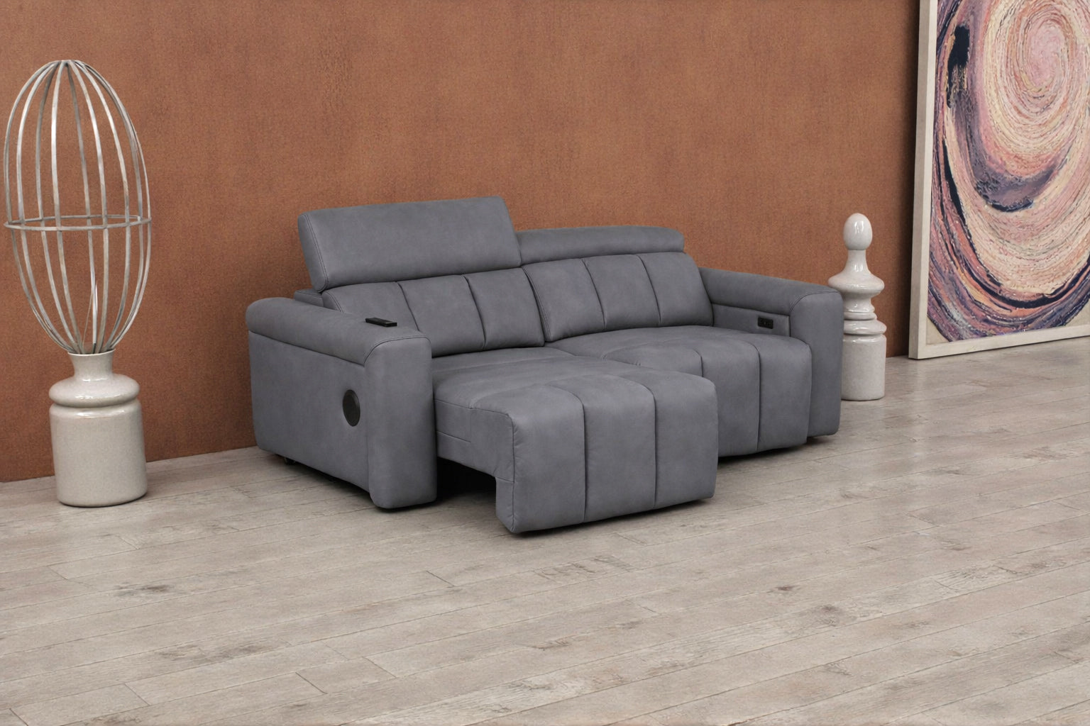 Ellen Electric Reclining 3 Seater Sofa in Grey 3