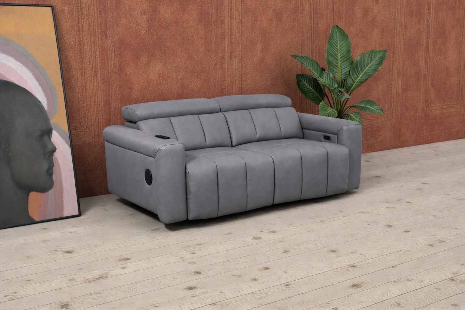 Ellen Electric Reclining 3 Seater Sofa in Grey 5