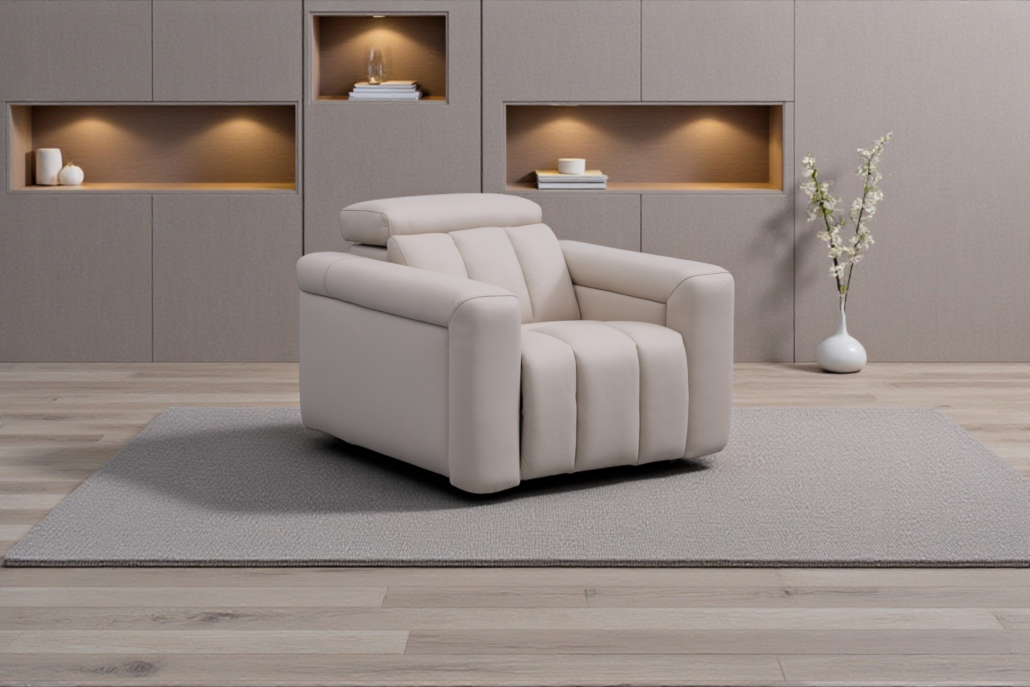 Ellen Electric Reclining Armchair in Beige - AMC Furniture