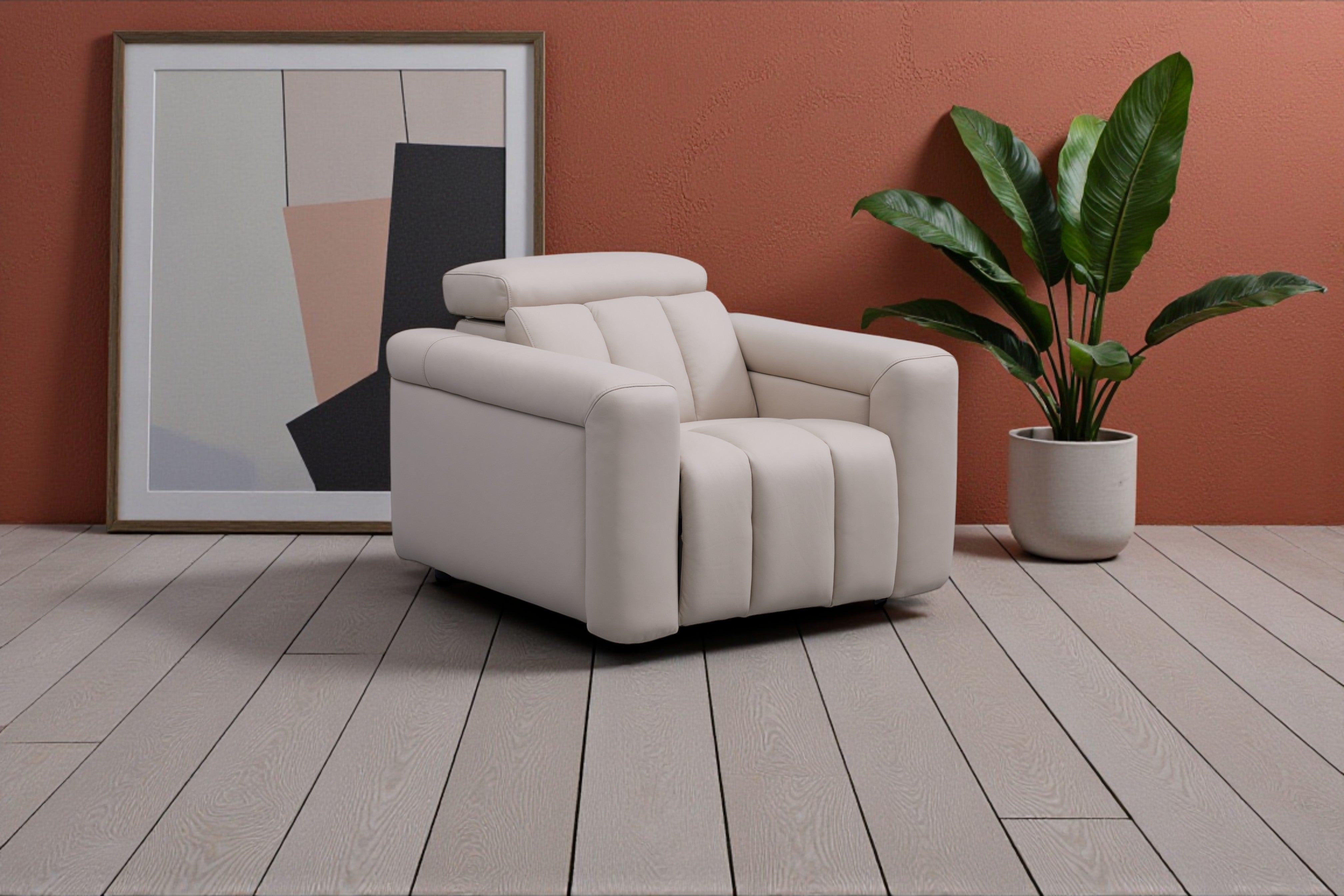 Ellen Electric Reclining Armchair in Beige - AMC Furniture