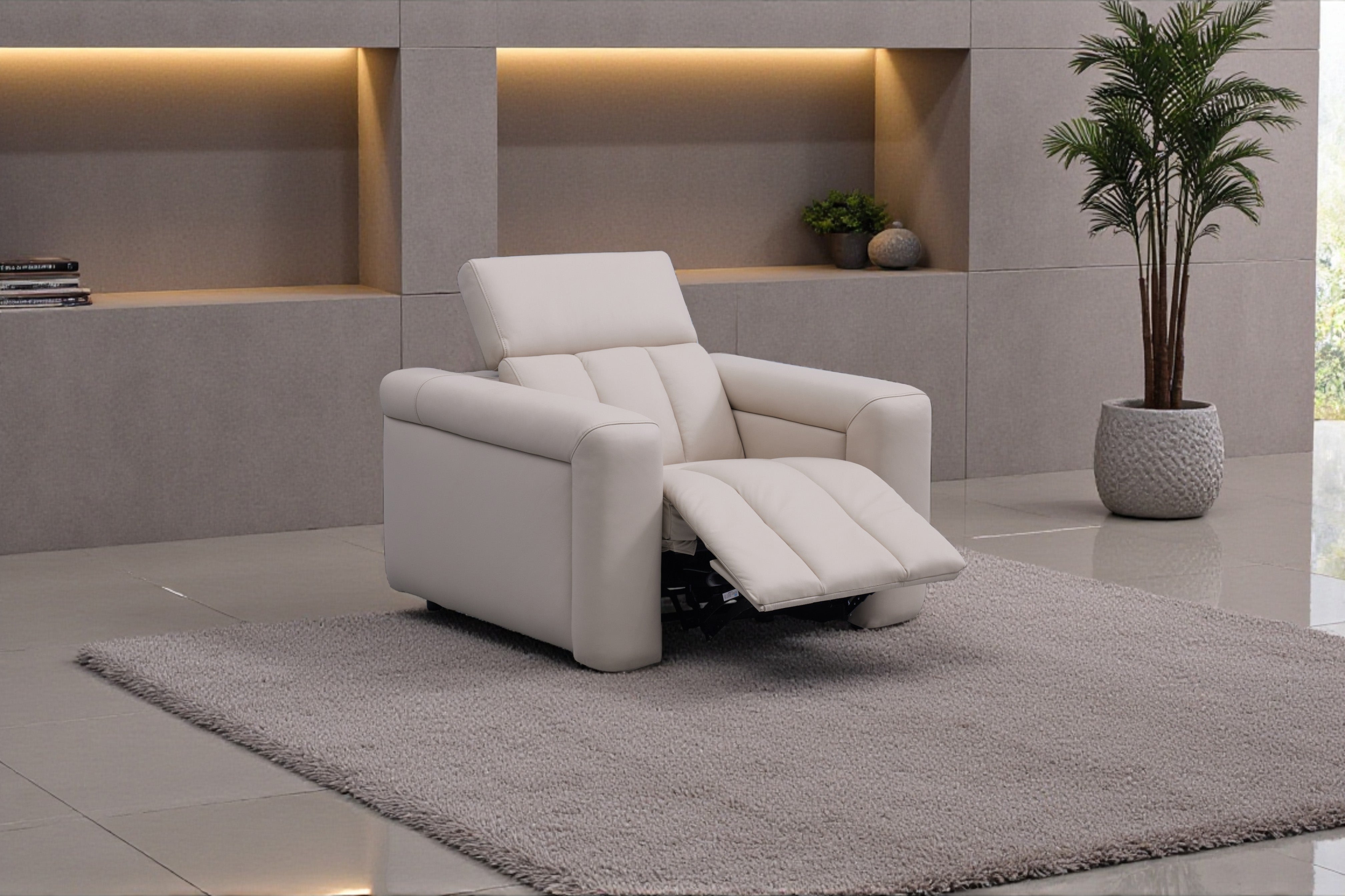 Ellen Electric Reclining Armchair in Beige - AMC Furniture