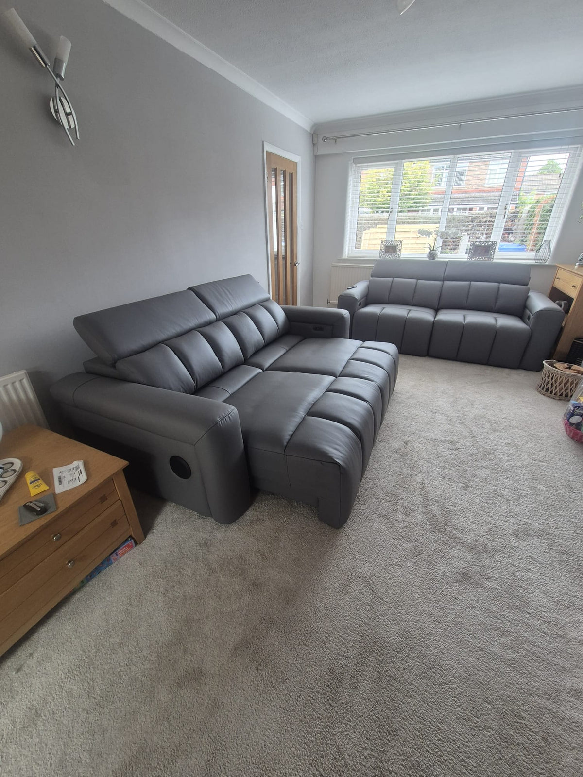 Ellen Electric Reclining 3 Seater Sofa in Grey