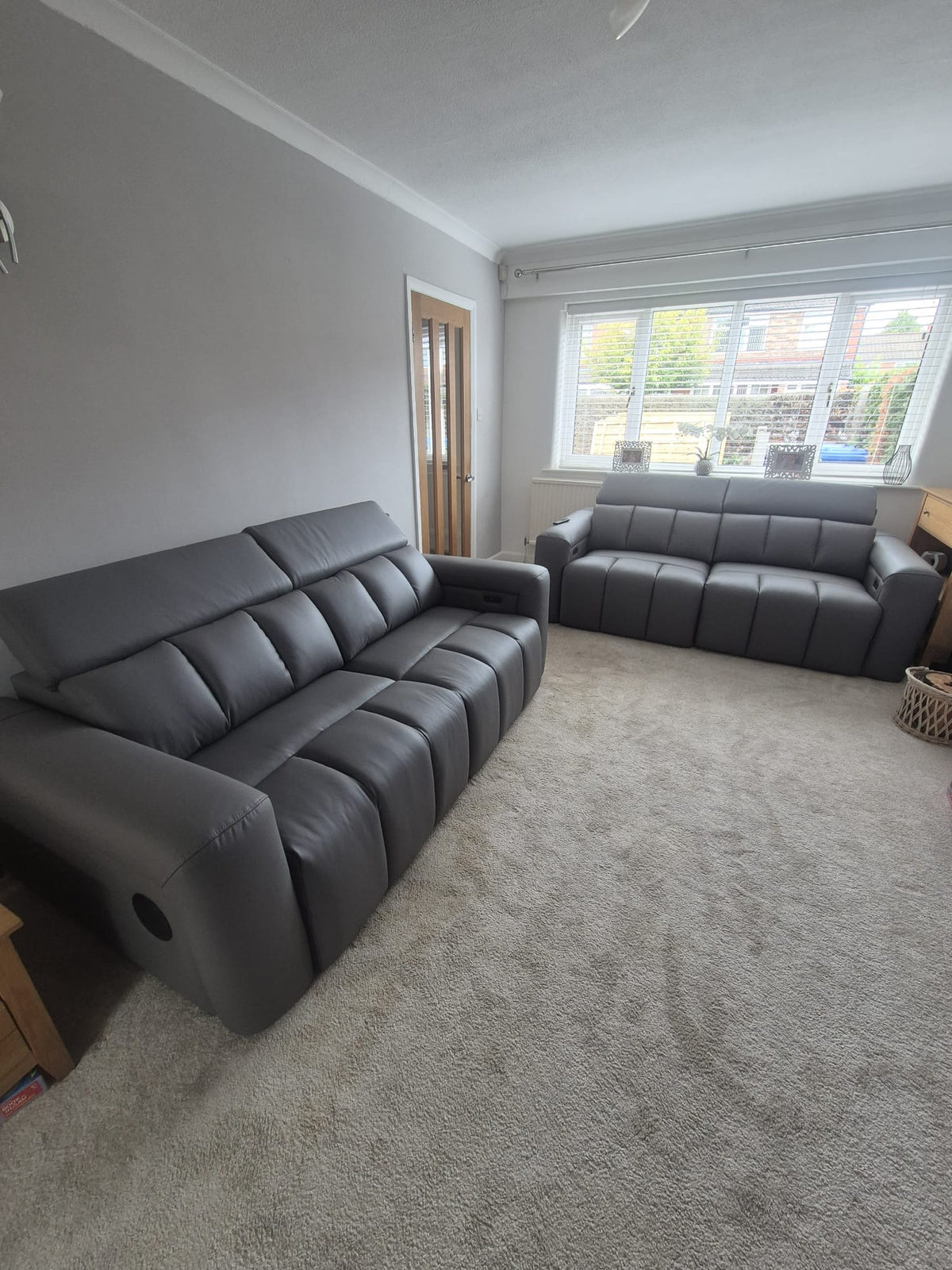 Ellen Electric Reclining 3 Seater Sofa in Grey