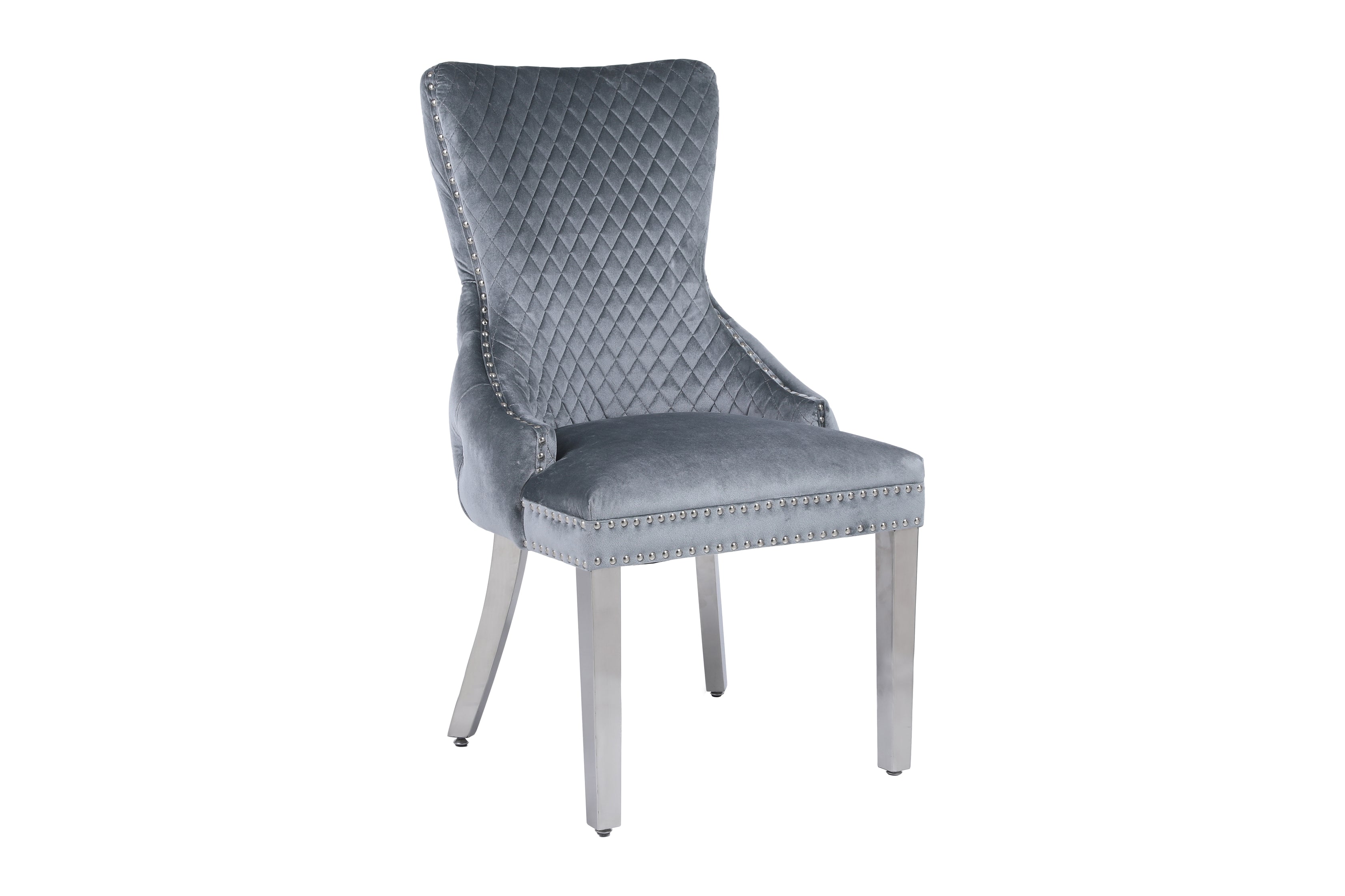 Eva Grey & Silver Lion Dining Chair,front view (15294083596666)