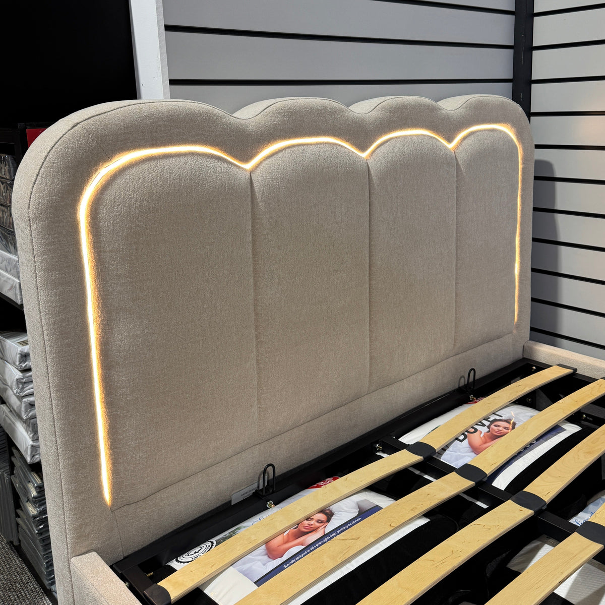 Milan Double Ottoman Bed with LED Headboard B Womack