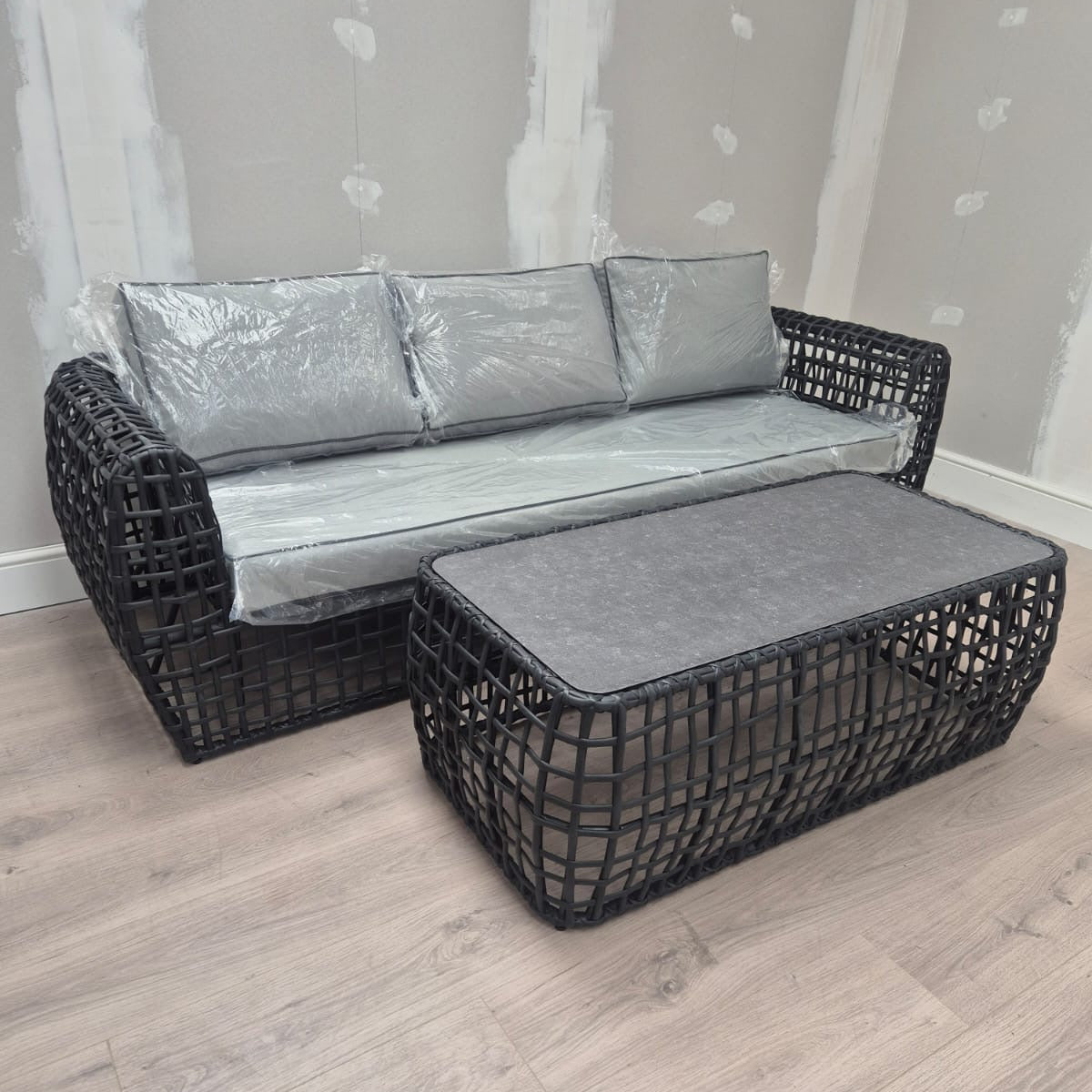 Indi 3 Seater Garden Sofa and Coffee Table - Clearance B Womack