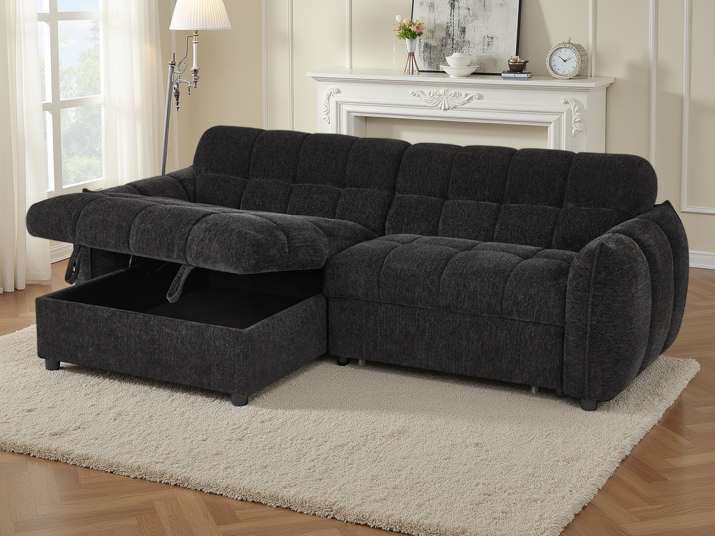Archie Sofabed Black Universal Corner - AMC Furniture