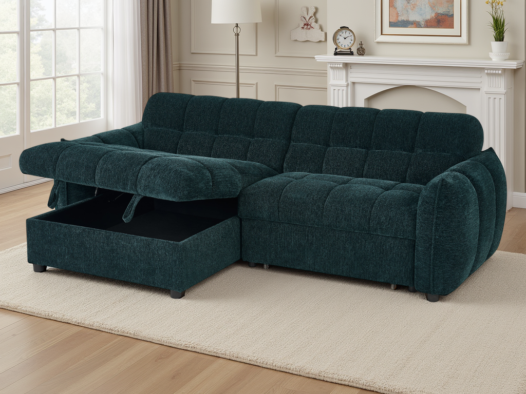 Archie Sofabed Teal Universal Corner - AMC Furniture
