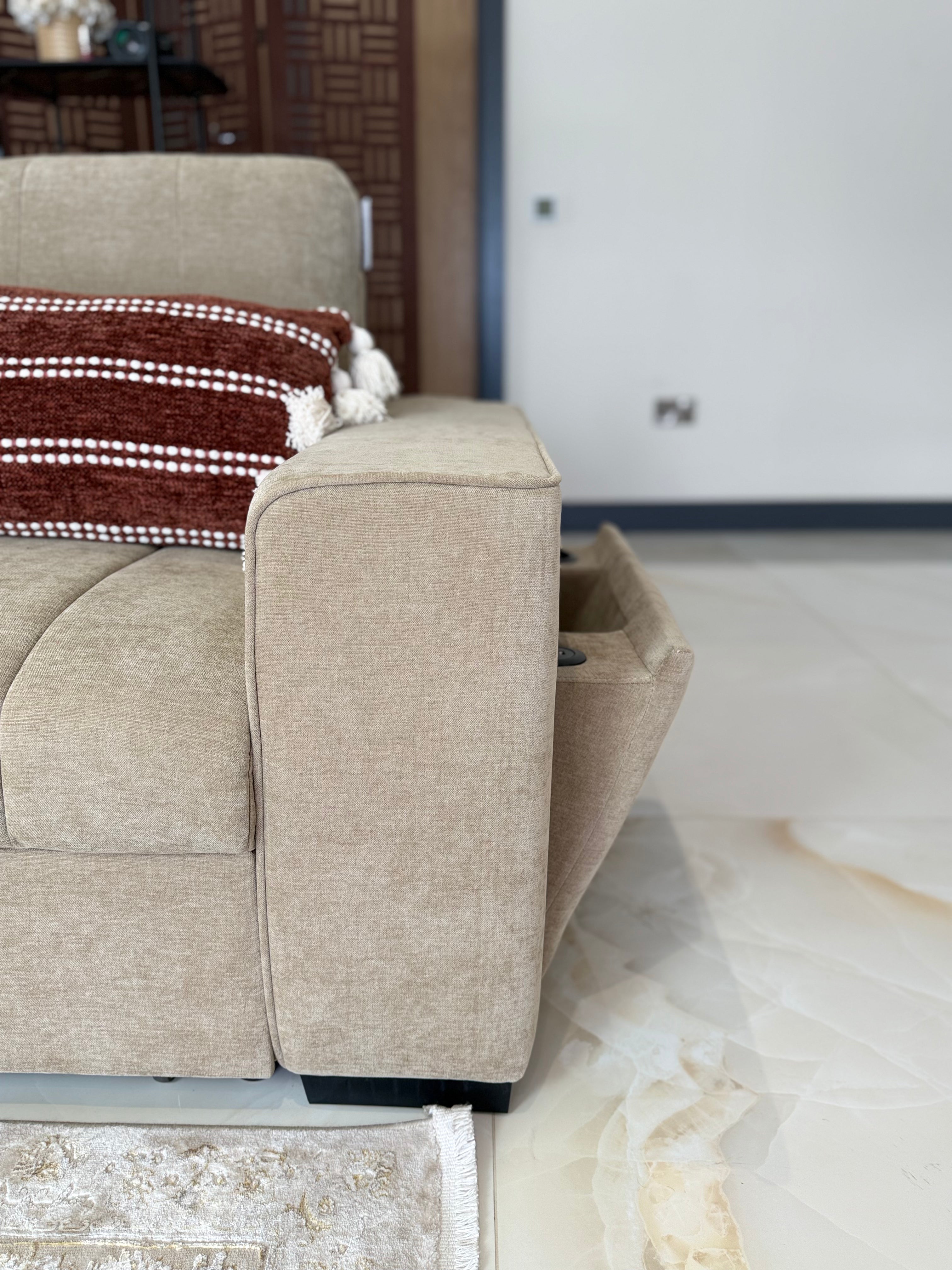 Alfie Universal Corner Sofa Bed in Beige Beehive