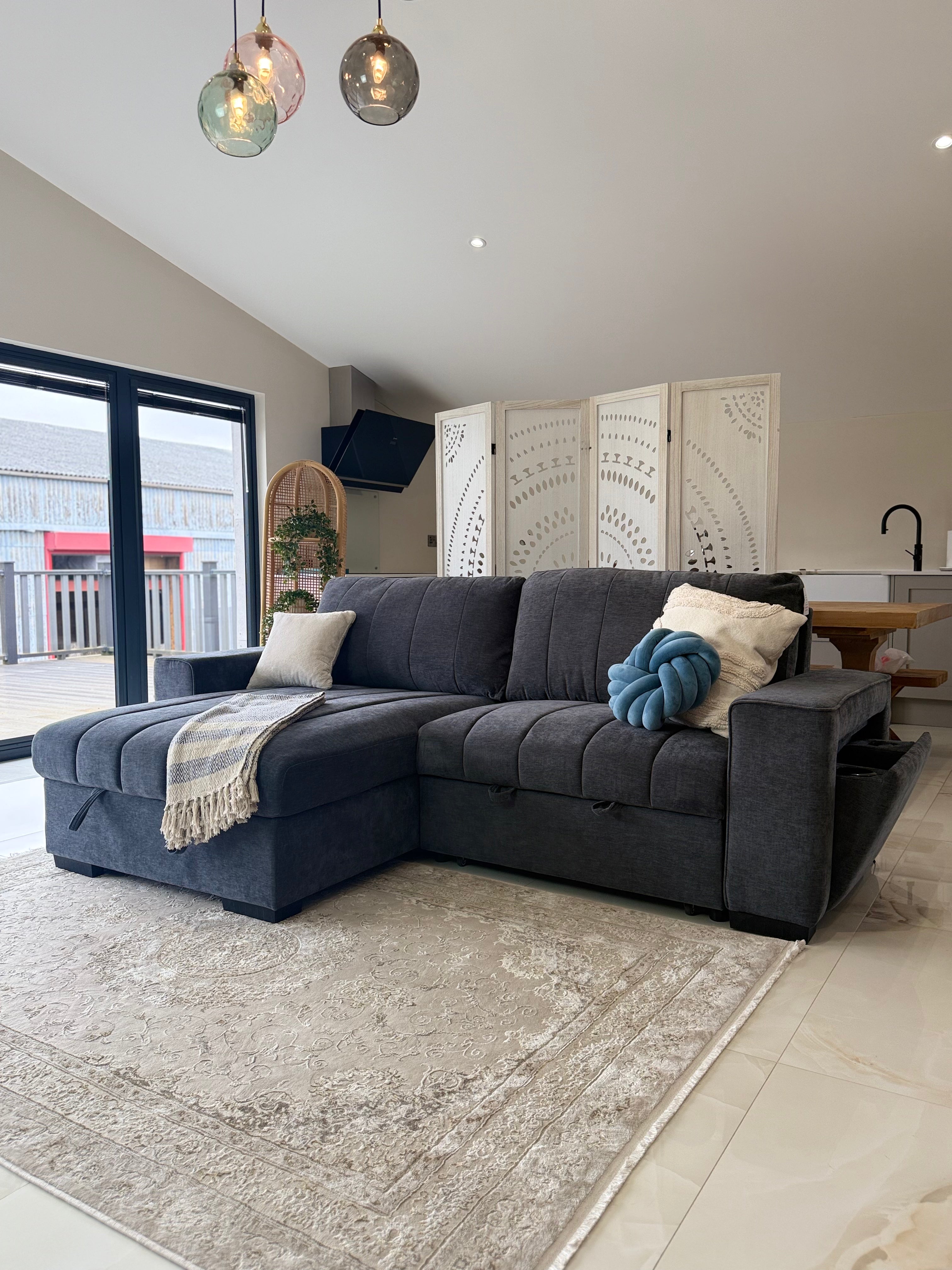 Alfie Universal Corner Sofa Bed in Grey Beehive