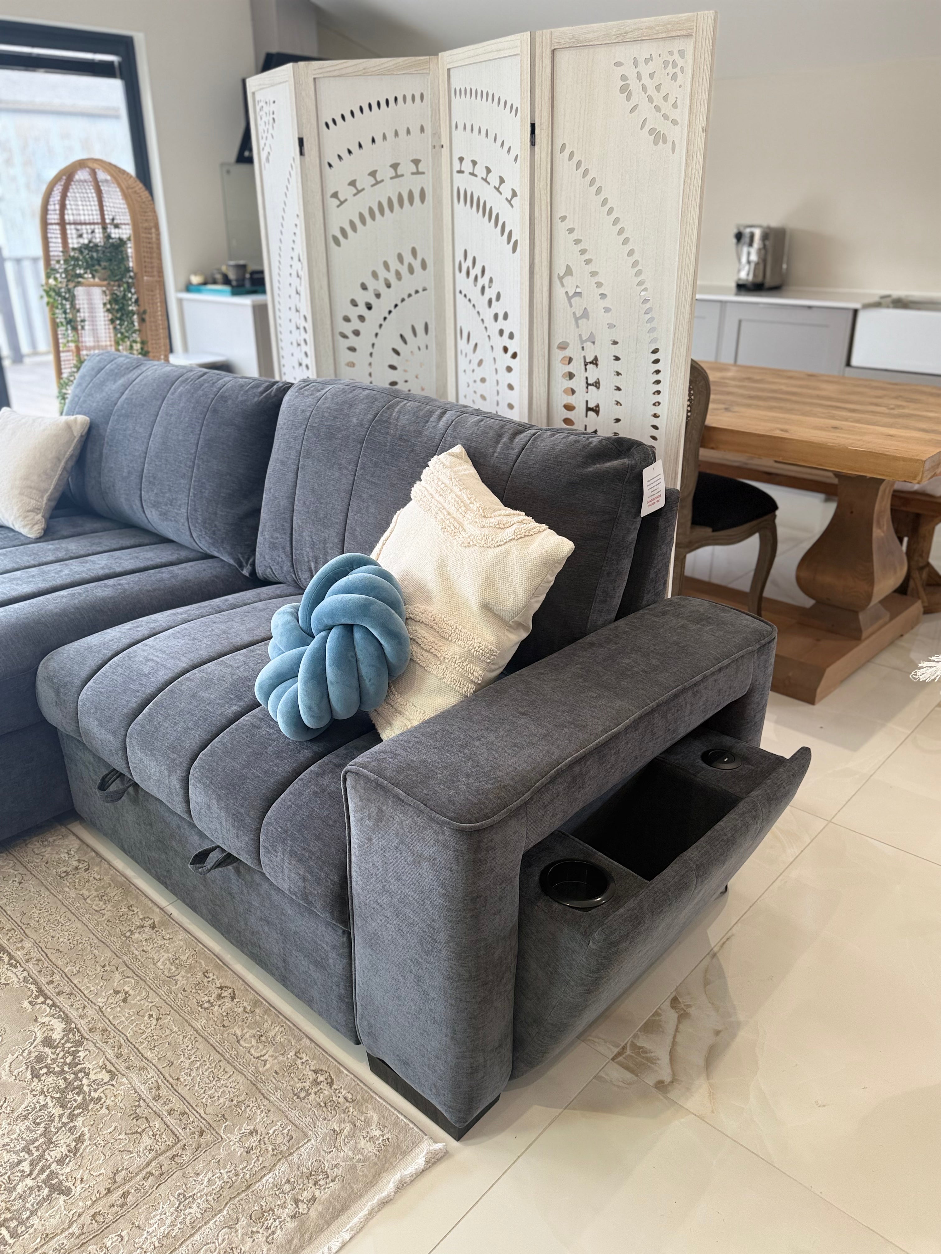 Alfie Universal Corner Sofa Bed in Grey Beehive