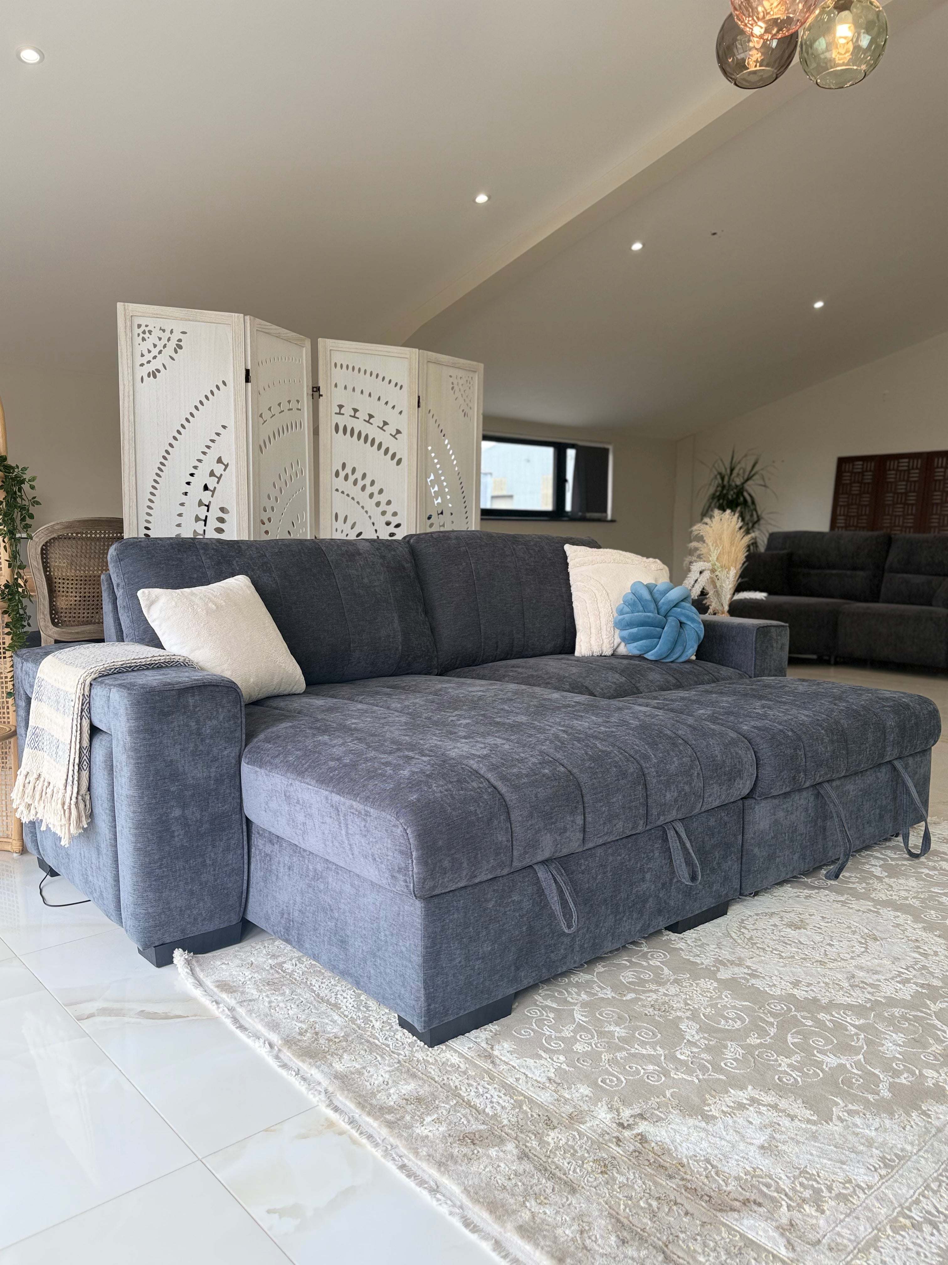 Alfie Universal Corner Sofa Bed in Grey Beehive