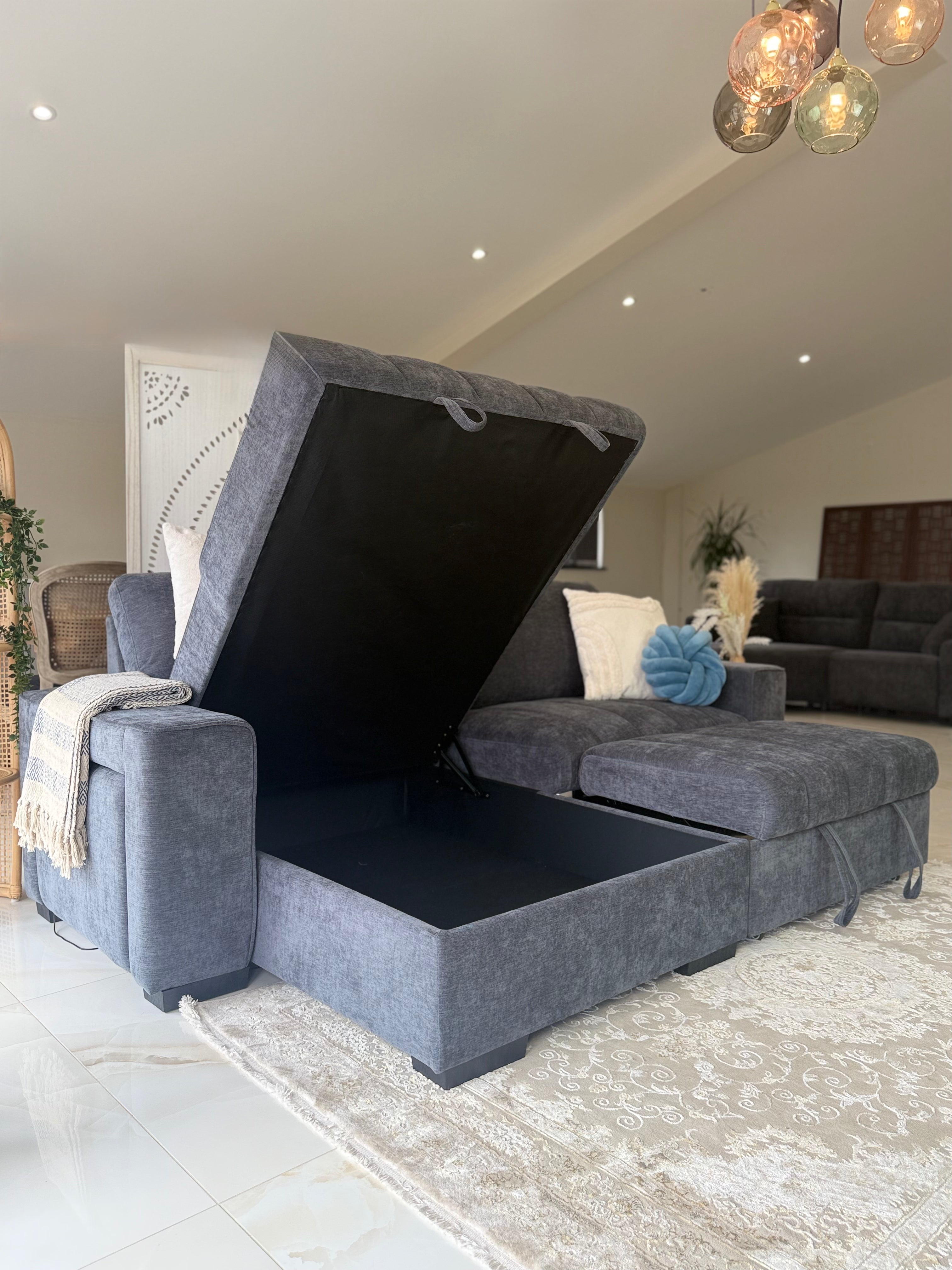 Alfie Universal Corner Sofa Bed in Grey Beehive