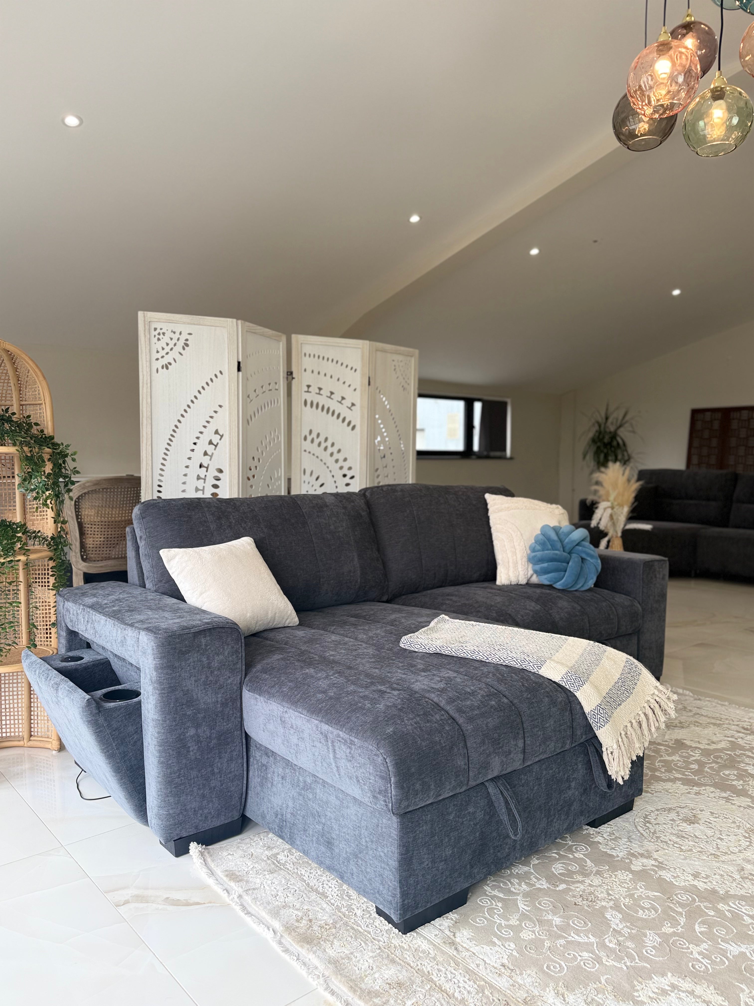 Alfie Universal Corner Sofa Bed in Grey Beehive