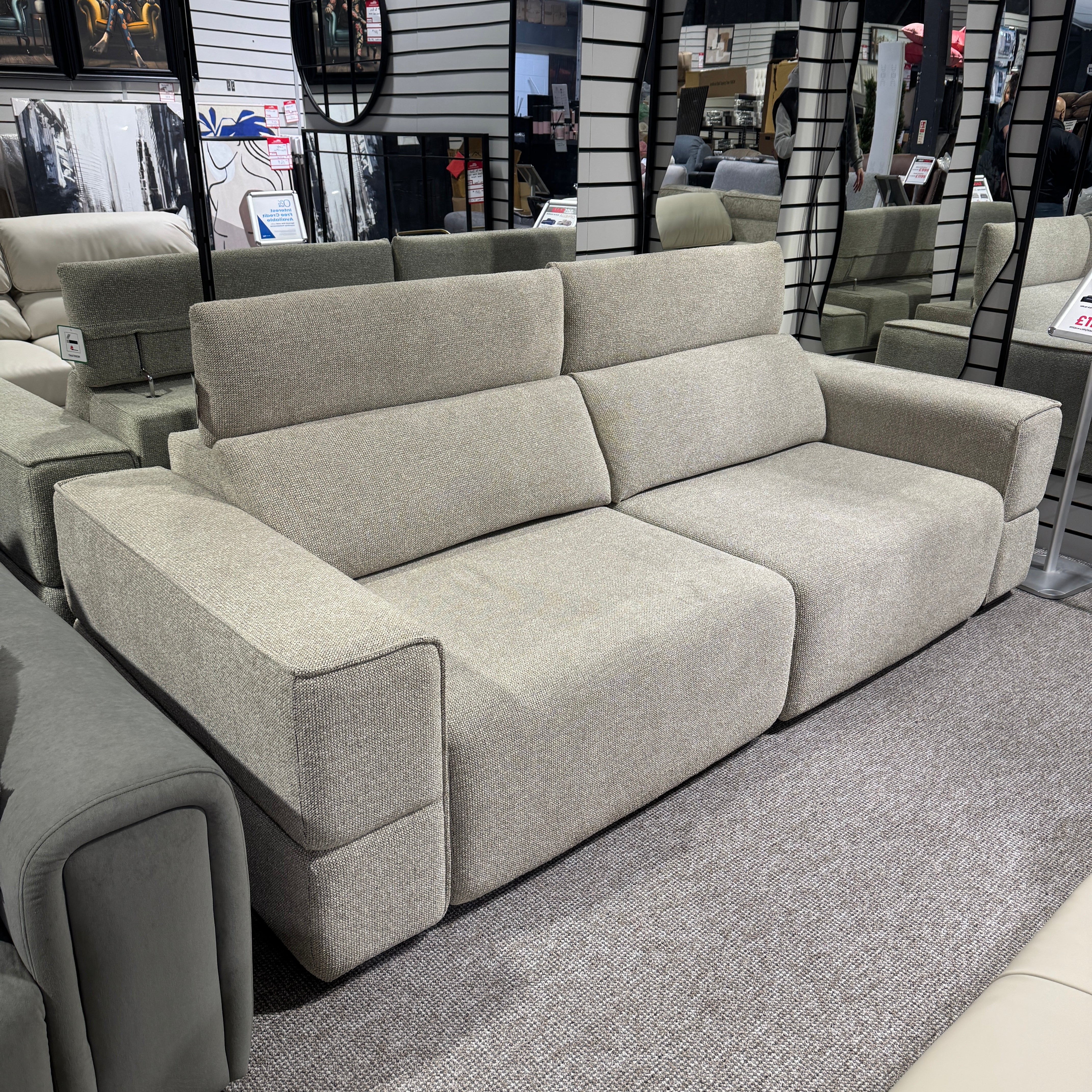 Ophelia Electric Reclining 3 Seater Sofa in Chenille Stone
