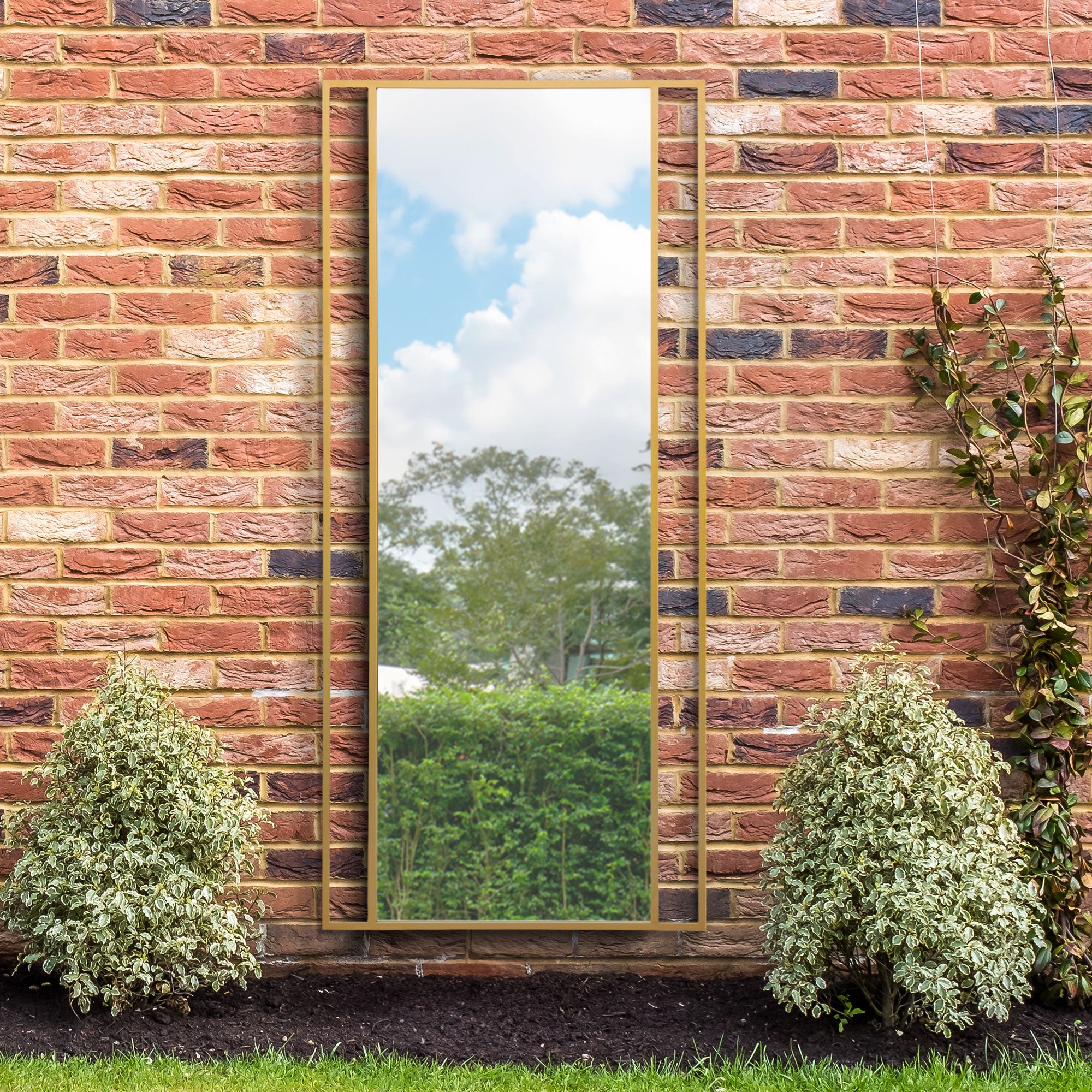 The Genestra - Gold Modern Wall & Leaner Garden Mirror 79"x 35" 200x90cm (15010552873338)
