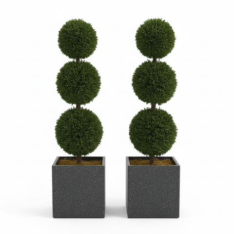 Pair of Artificial Topiary Ball Trees – UV Resistant, Weatherproof & Maintenance-Free