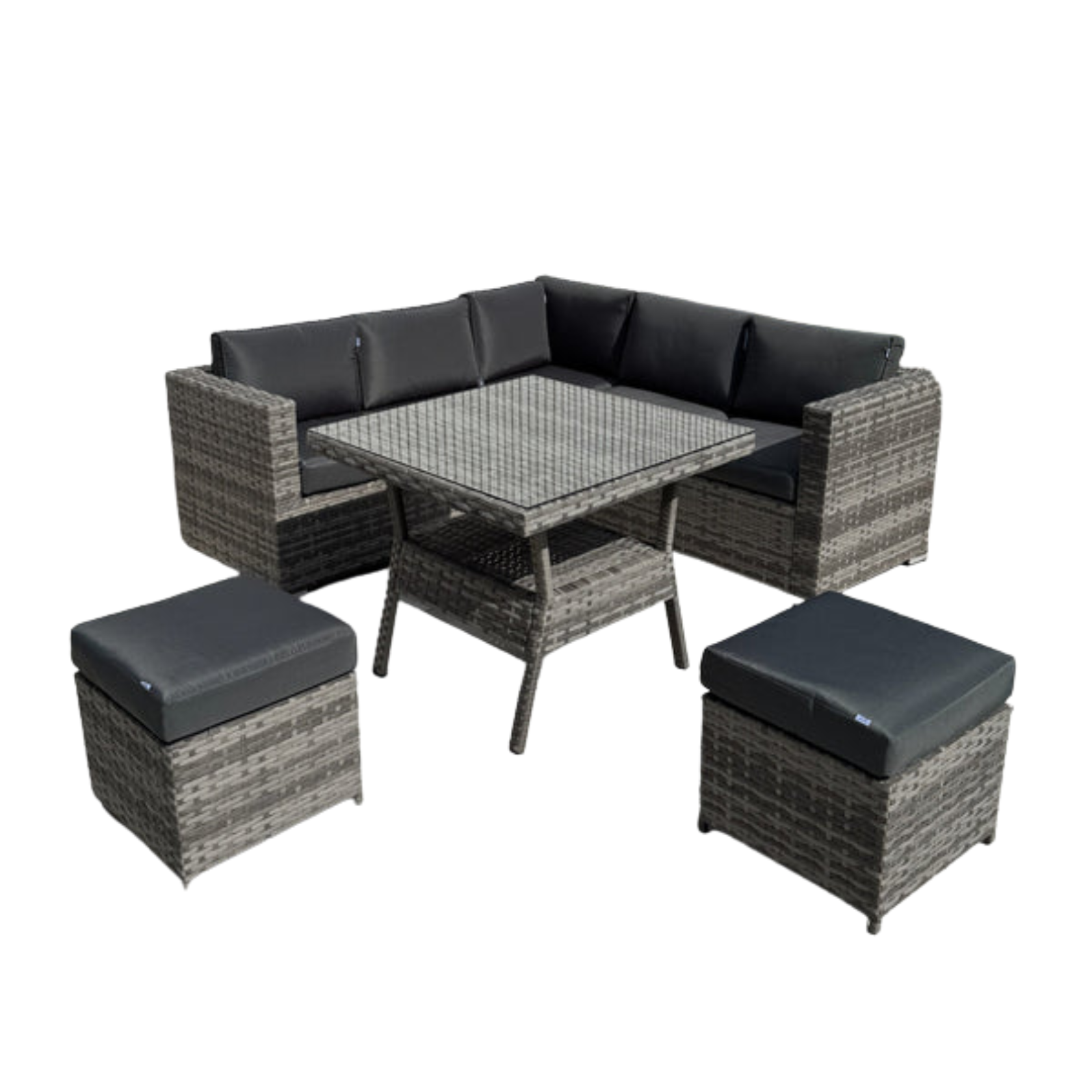Genoa Corner Sofa Dining Set with 2 Stools in Grey - AMC Furniture