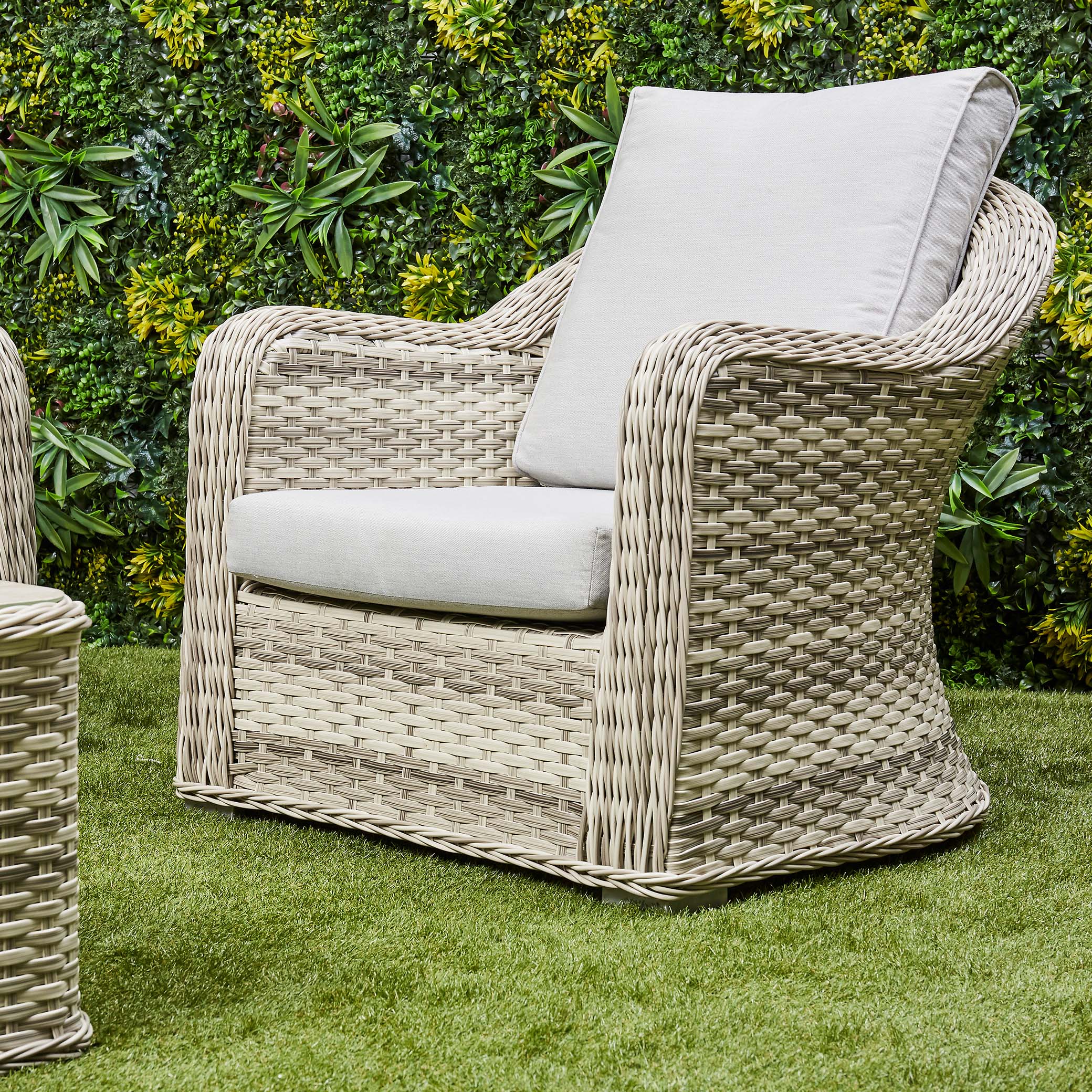 Grey Isla Rattan armchair with cushion (14929979736442)