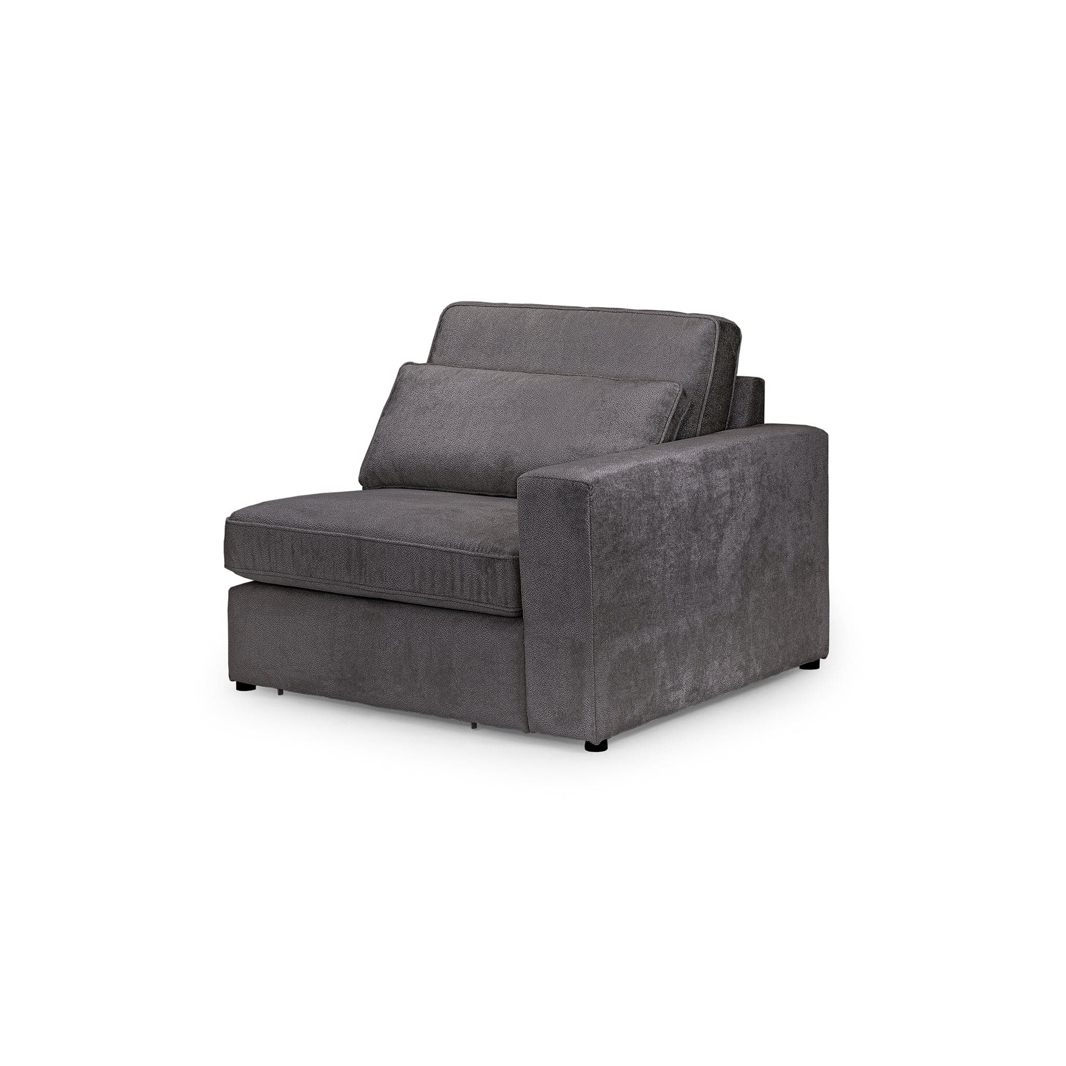 Grey modular right arm sofa piece – front view (7024759308352)