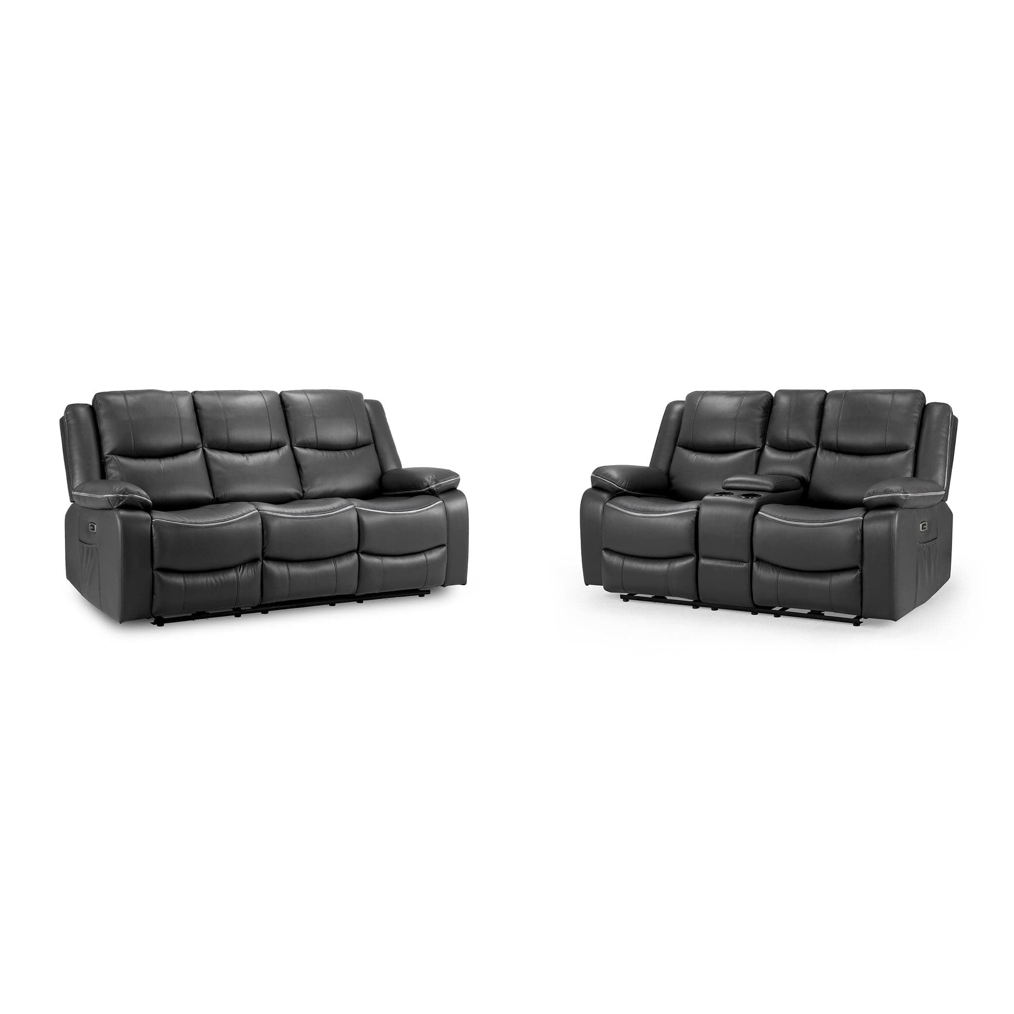 Harald Electric Recliner Sofa Black 3+2 Set (7023519924288)