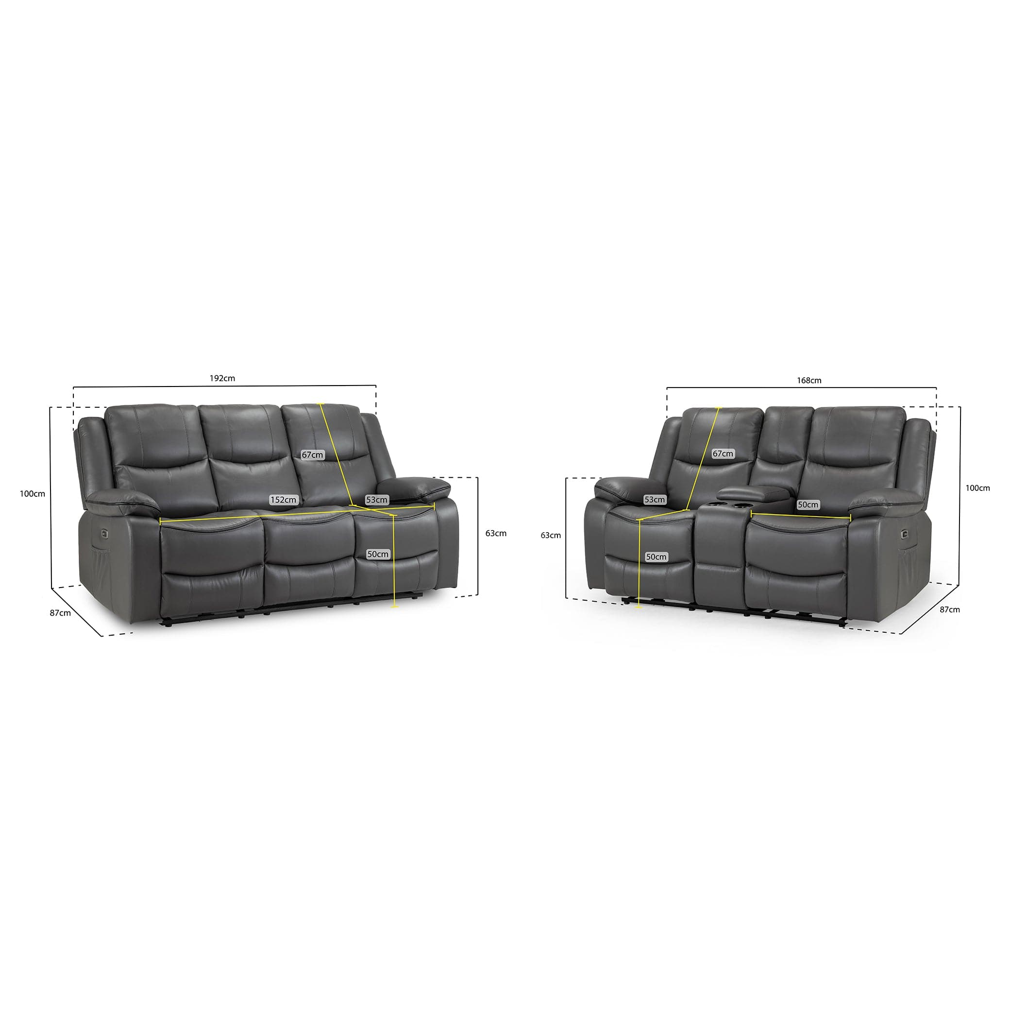 Harald Electric Recliner Sofa Grey 3+2 Set (7023521923136)