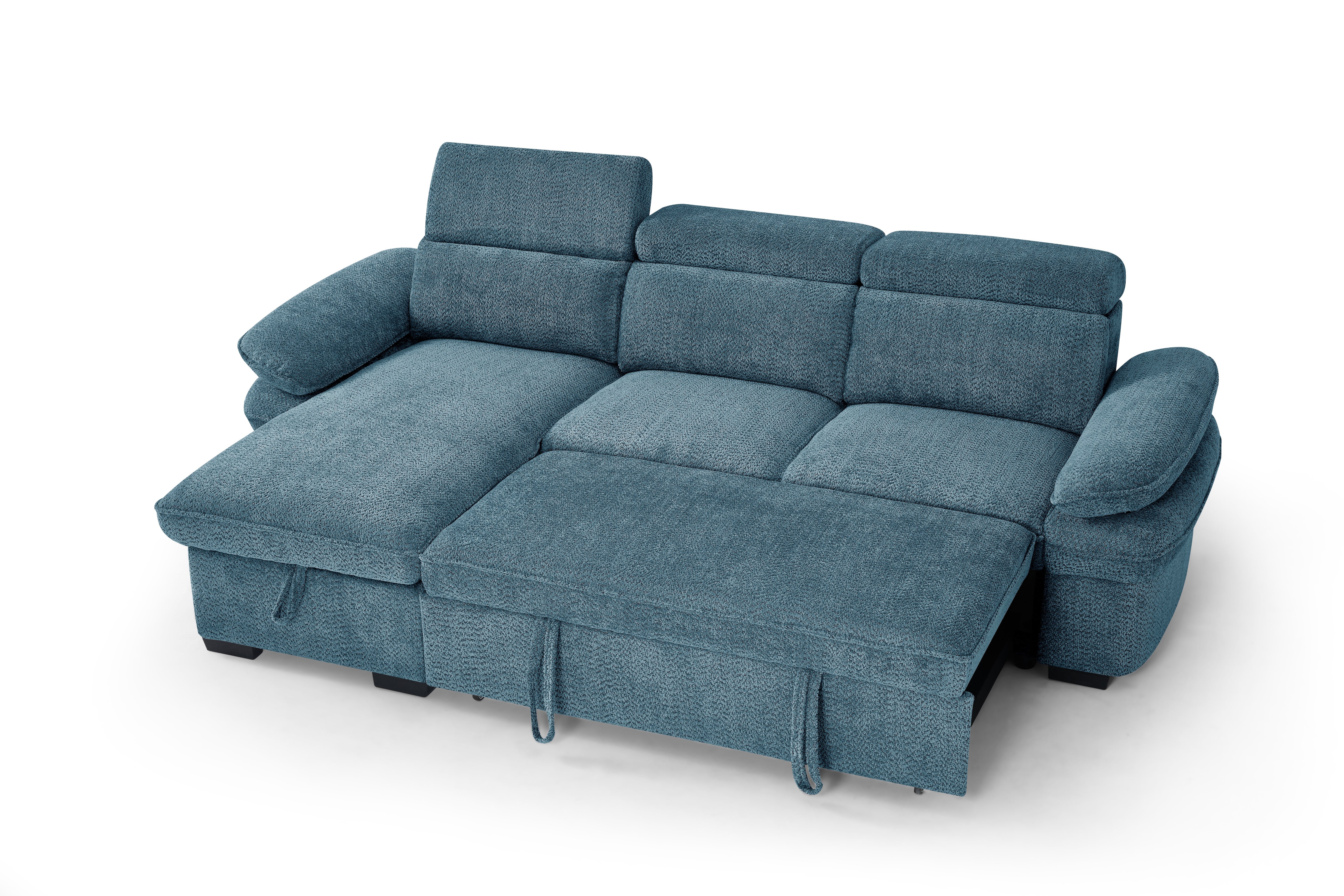 Billie Universal Corner Sofa Bed with Storage in Blue - AMC Furniture