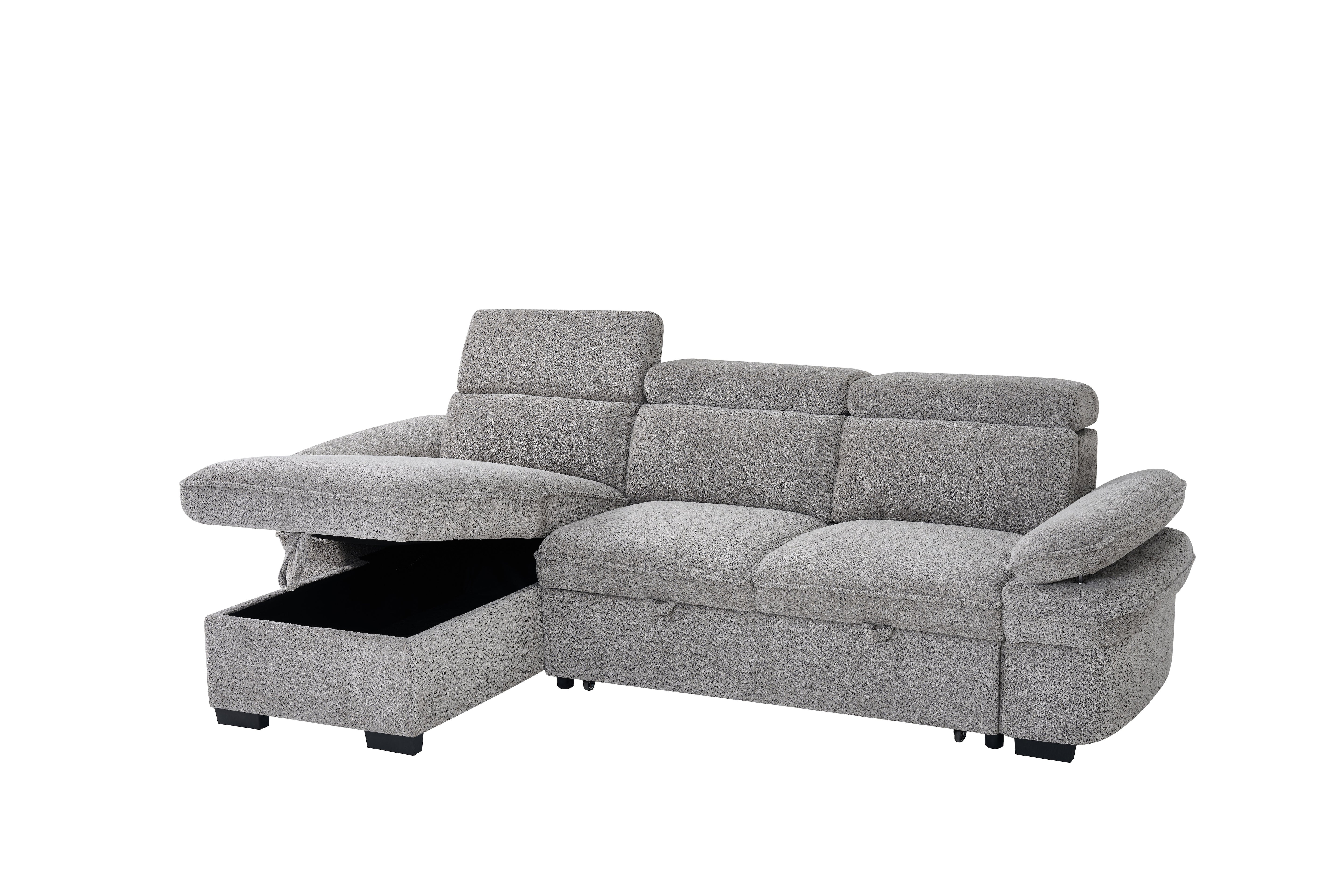 Billie Universal Corner Sofa Bed with Storage in Grey - AMC Furniture