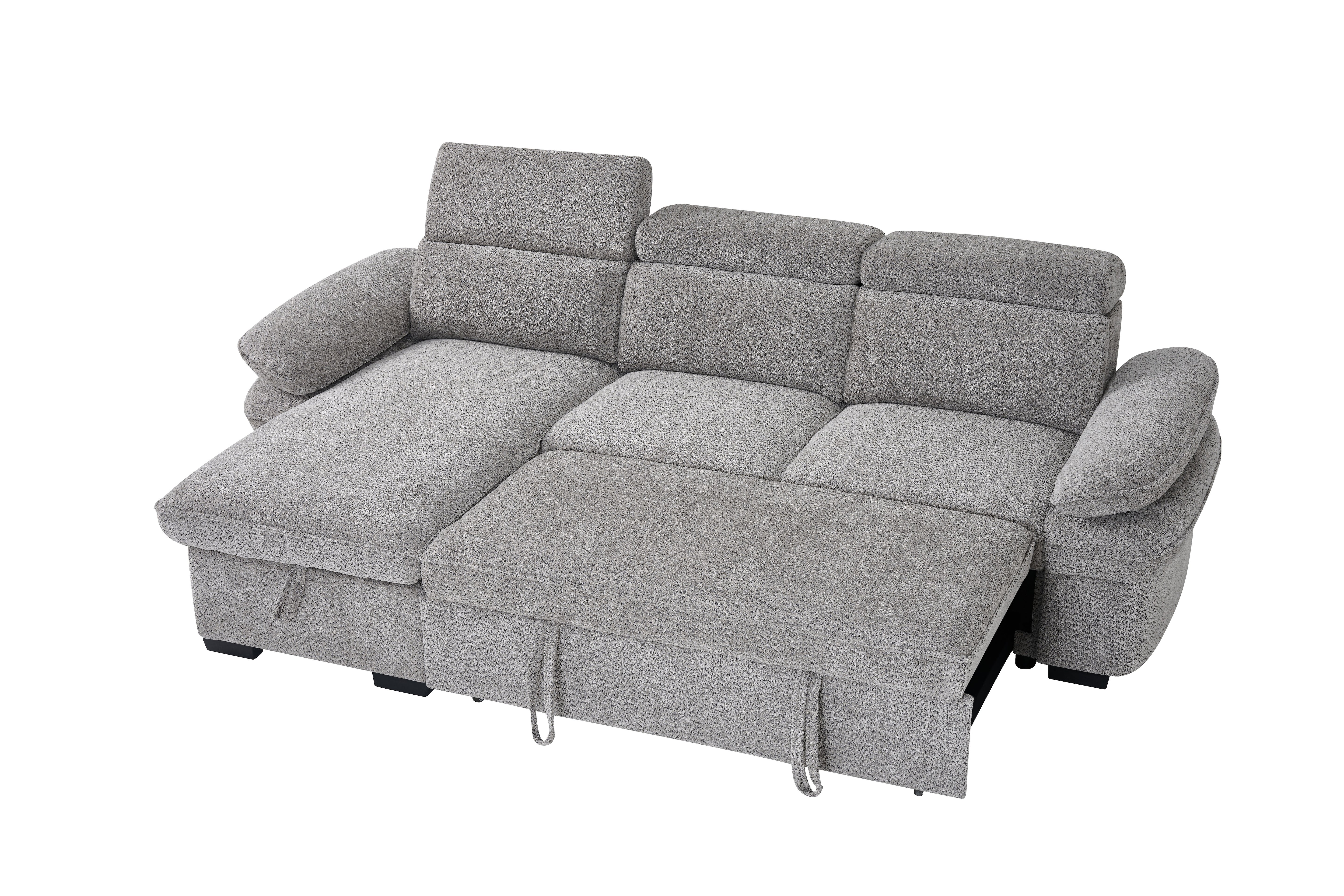 Billie Universal Corner Sofa Bed with Storage in Grey - AMC Furniture