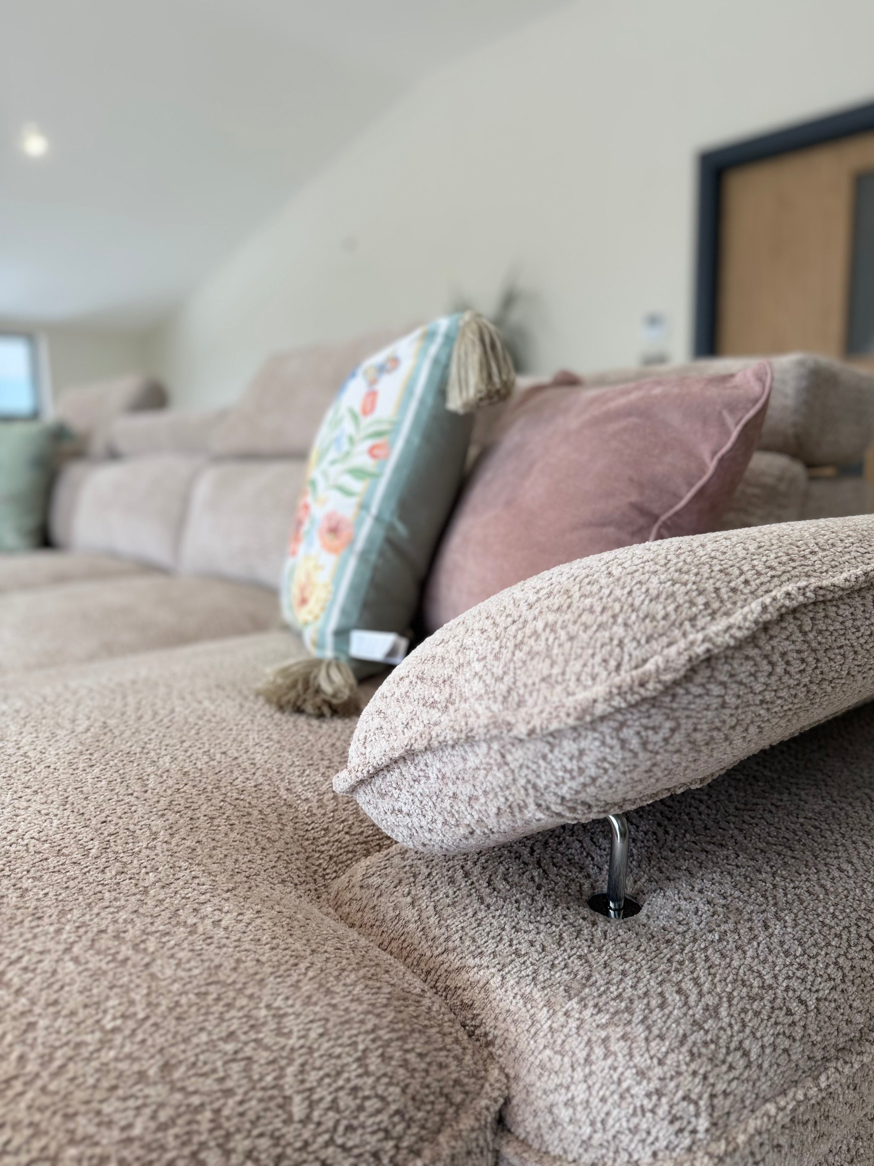 Billie U Shape Sofa Bed in Beige with Lift Up Storage Beehive