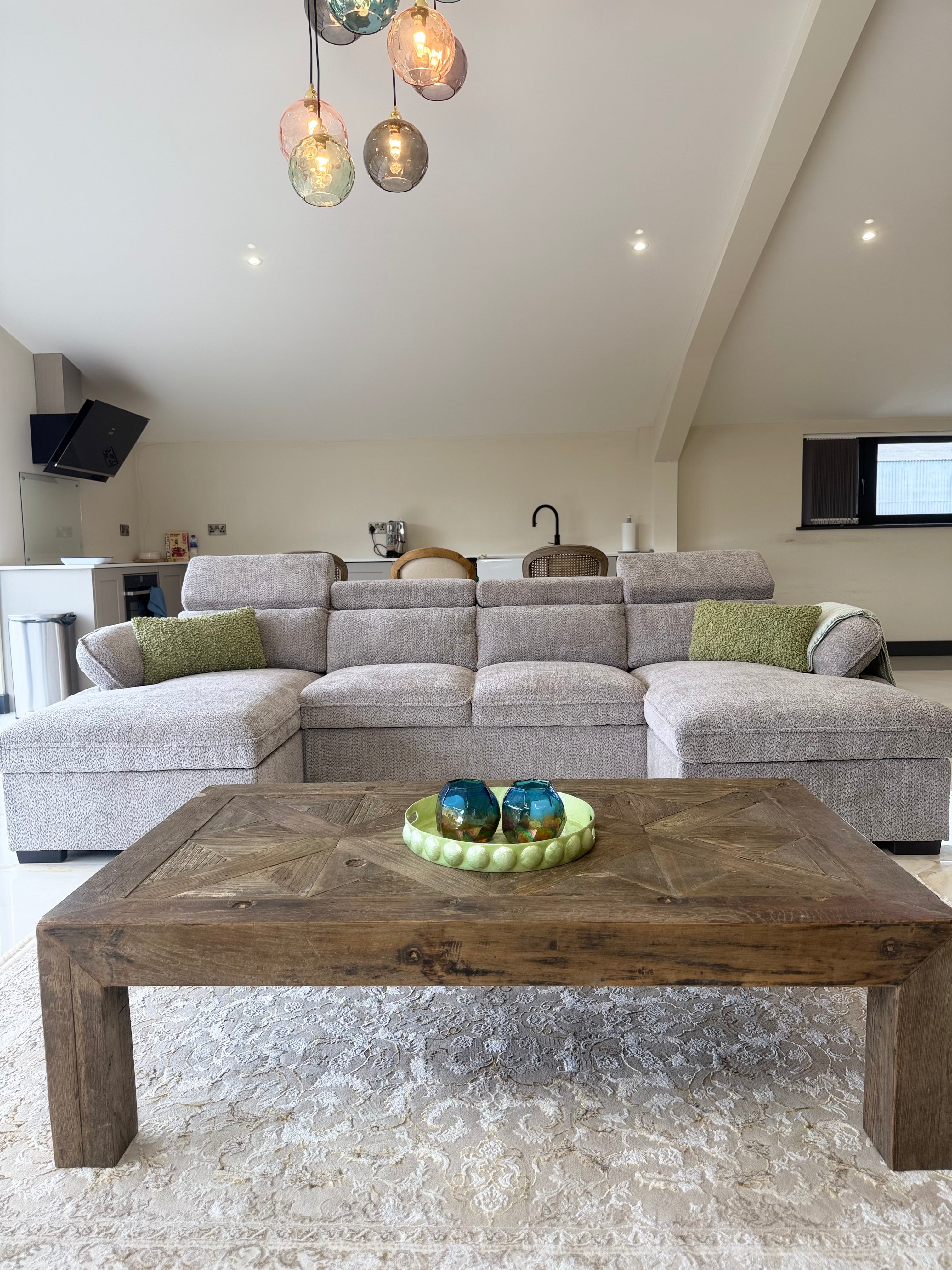 Billie U Shape Sofa Bed in Grey with Lift Up Storage Beehive
