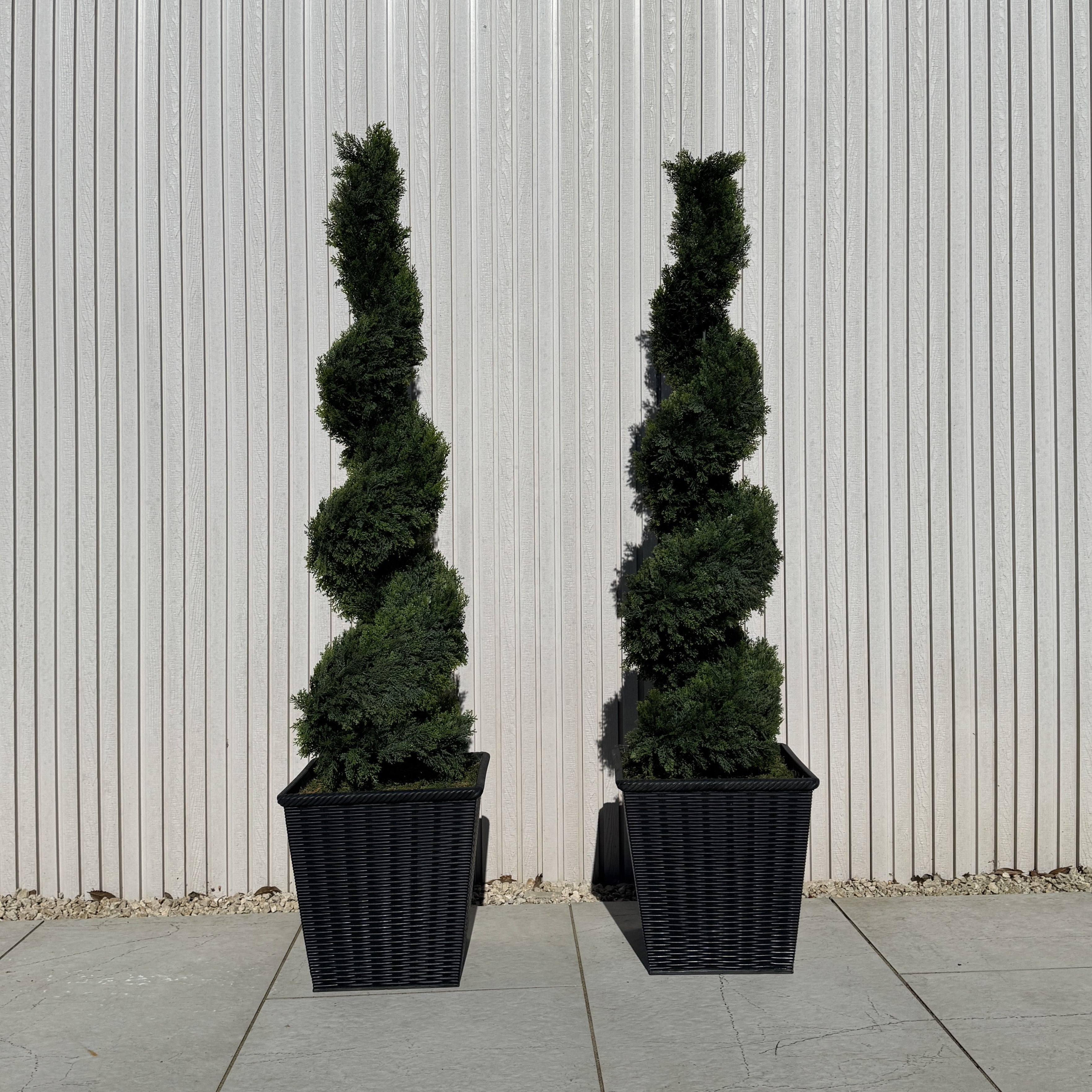 Pair of Artificial Spiral Topiary Trees – UV Resistant, Outdoor & Indoor - AMC Furniture