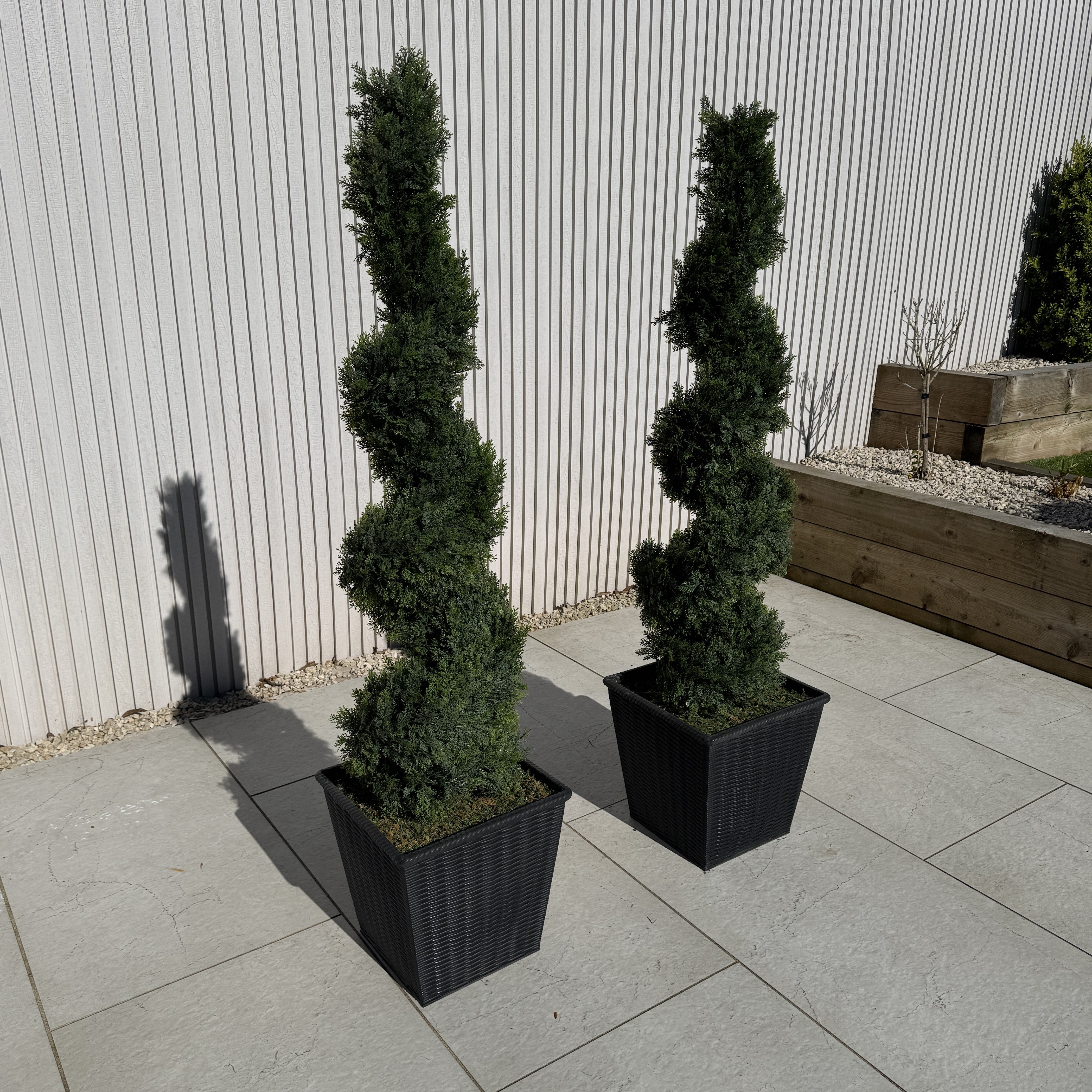 Pair of Artificial Spiral Topiary Trees – UV Resistant, Outdoor & Indoor