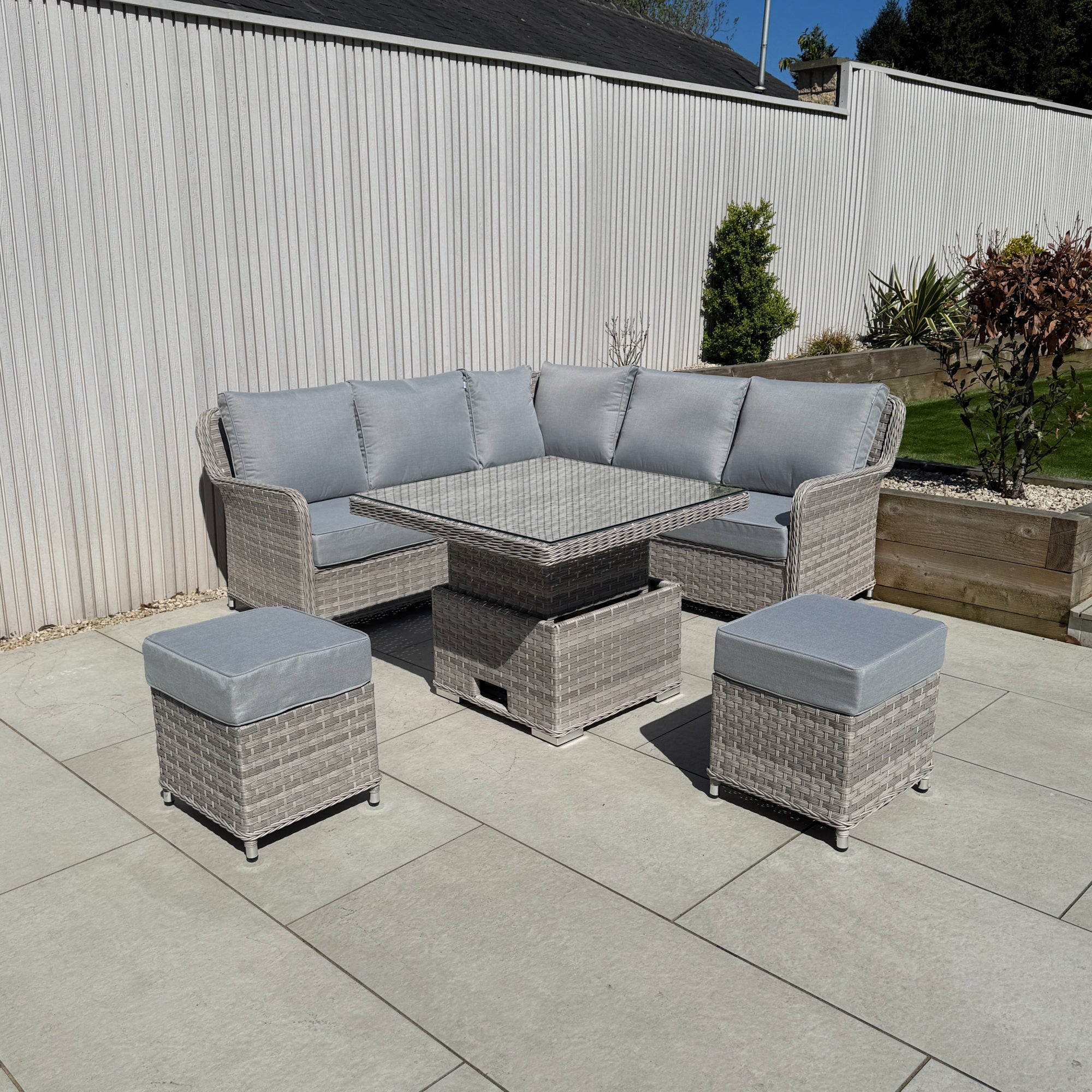 Palermo Square Corner Dining Set with Rising Table