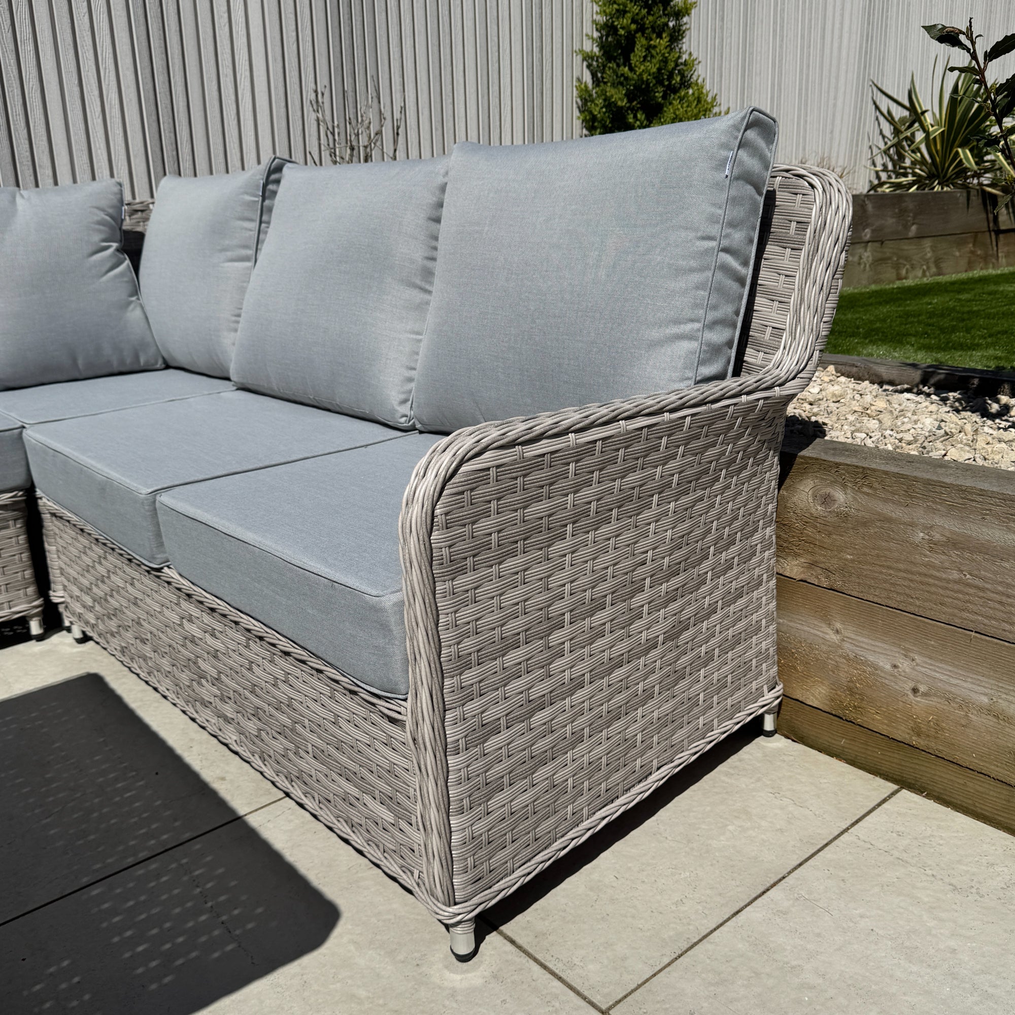 Palermo Square Dining Set with Rising Firepit Table - AMC Furniture