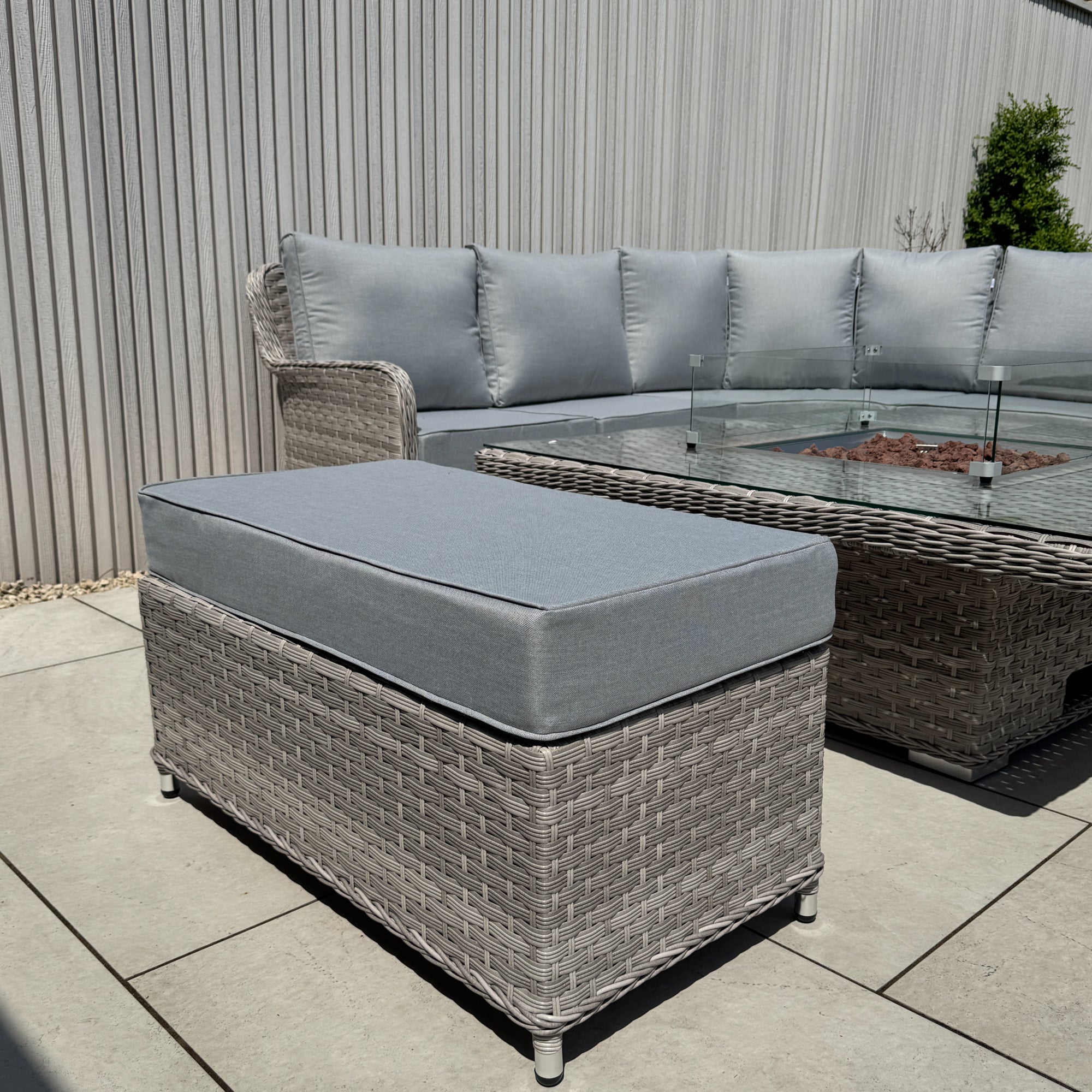 Palermo Large Equal Corner Sofa Set with Rising Firepit Table - AMC Furniture